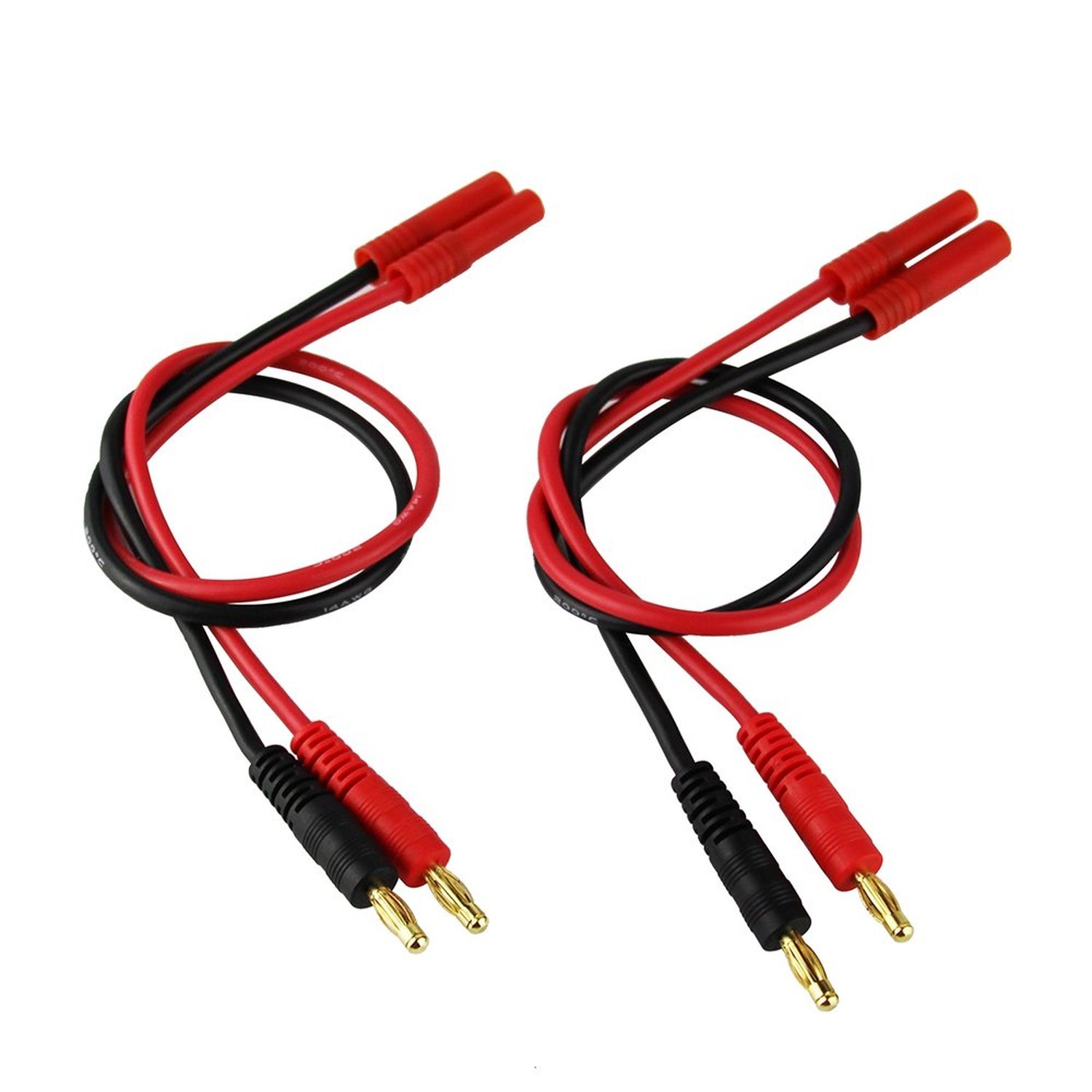 2pcs HXT 4mm Charge Cable to 4.0mm Banana Connector Plug with 14awg 30cm 11.8...