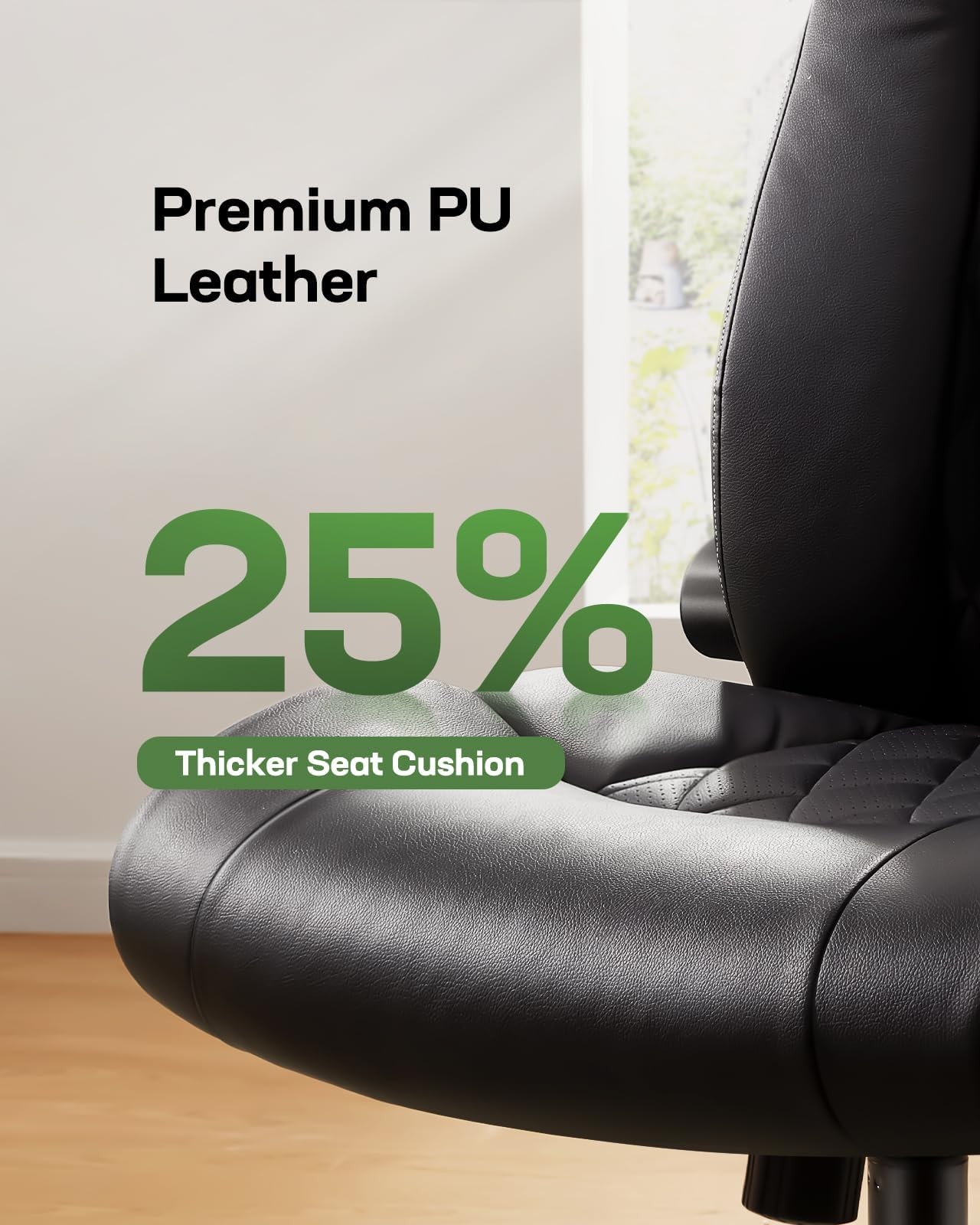 Marsail Executive Office Chair with Flip-up Armrests,PU Leather Ergonomic Des...