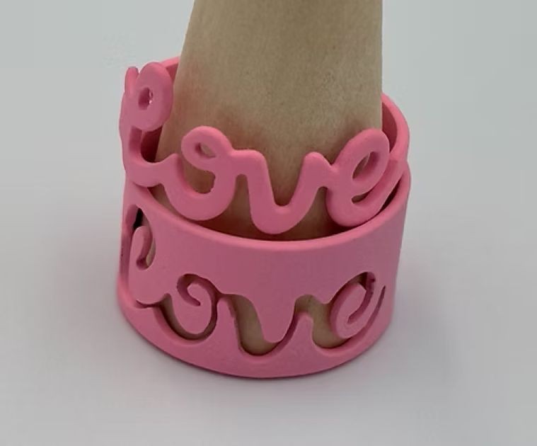 Pink Love Metal Stoving Varnish Open Ring