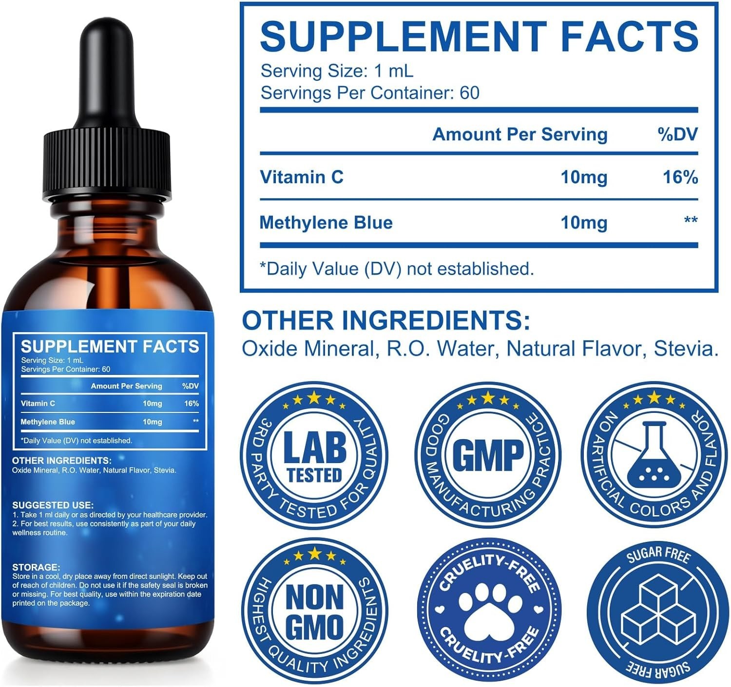 Blue Supplement - Pharmaceutical Grade, 2 FL OZ, 1% USP Grade, Liquid