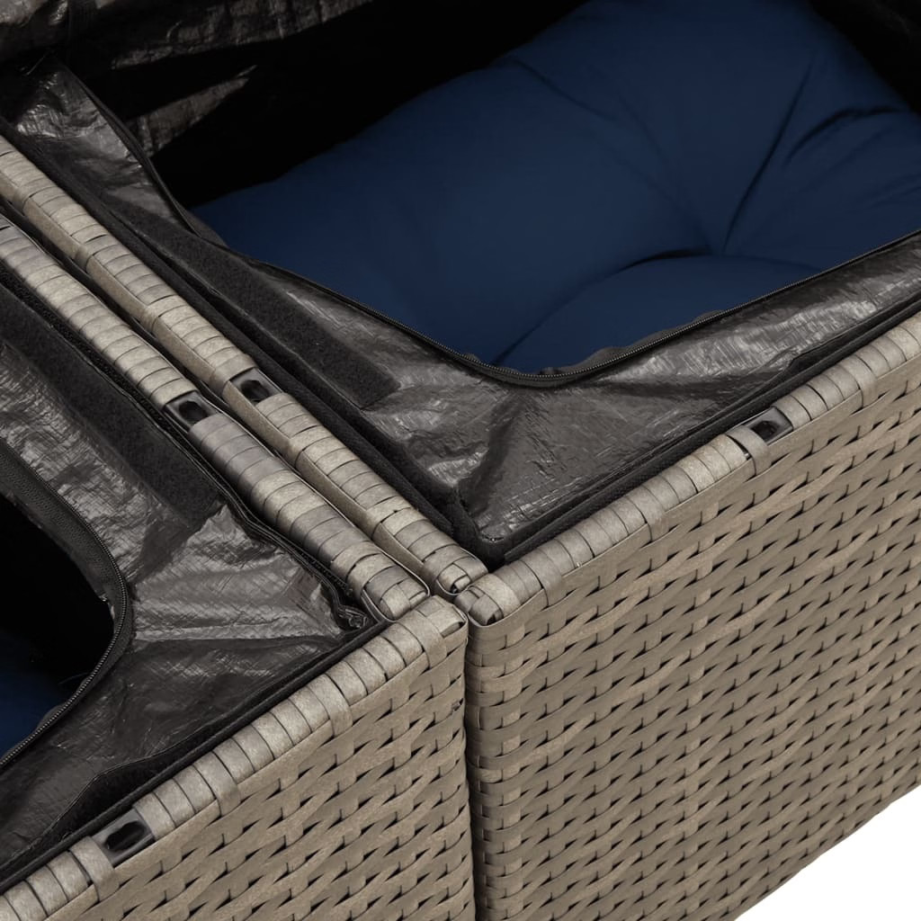 Patio Sofa with Cushions 2-Seater Gray Poly Rattan