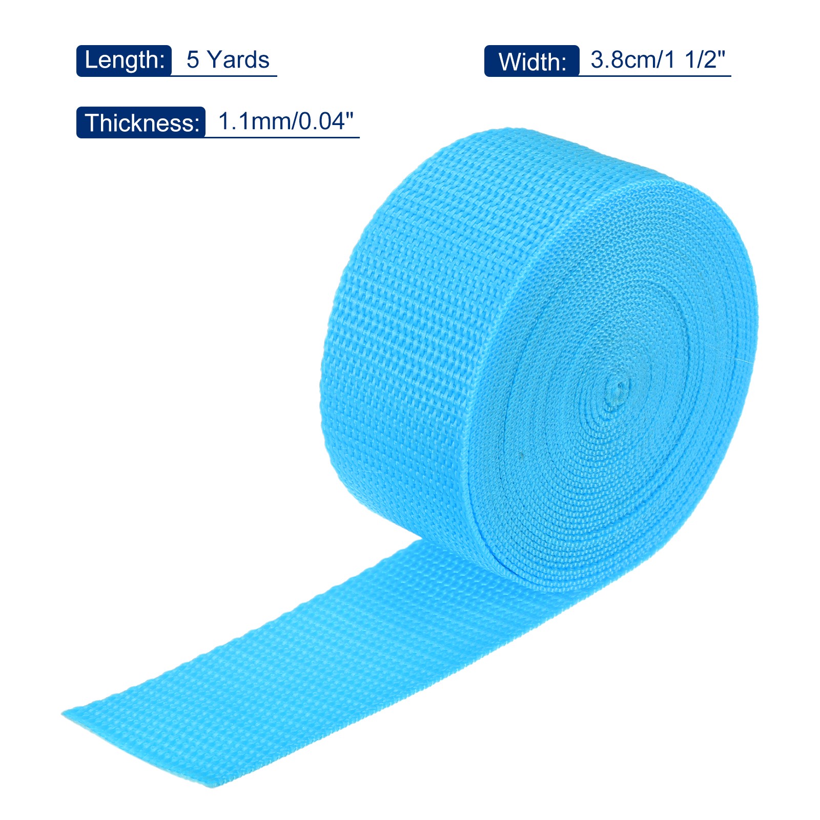 Lightweight Polypropylene Webbing Strap 3.8cm 5 Yard Aquamarine Blue