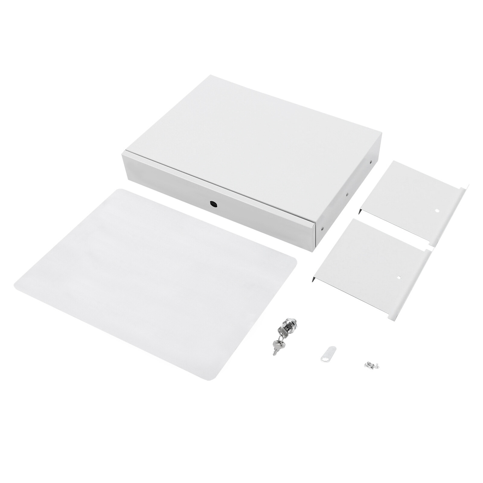 Sliding Pull-Out Drawer for Desk Organization with Lock - White