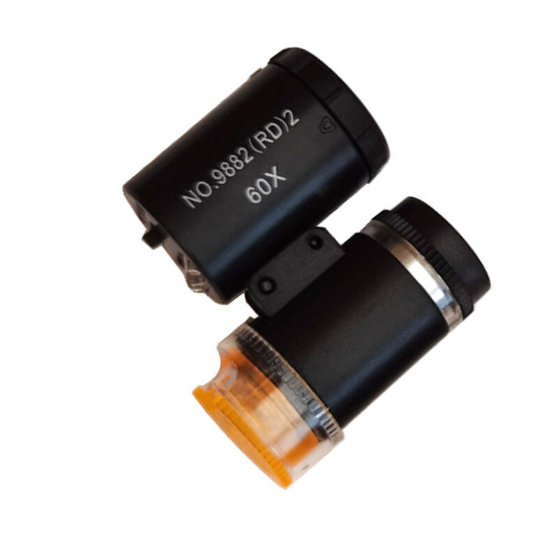 Black 60X LED UV Light Illuminated Pocket Microscope Loupe Magnifier document