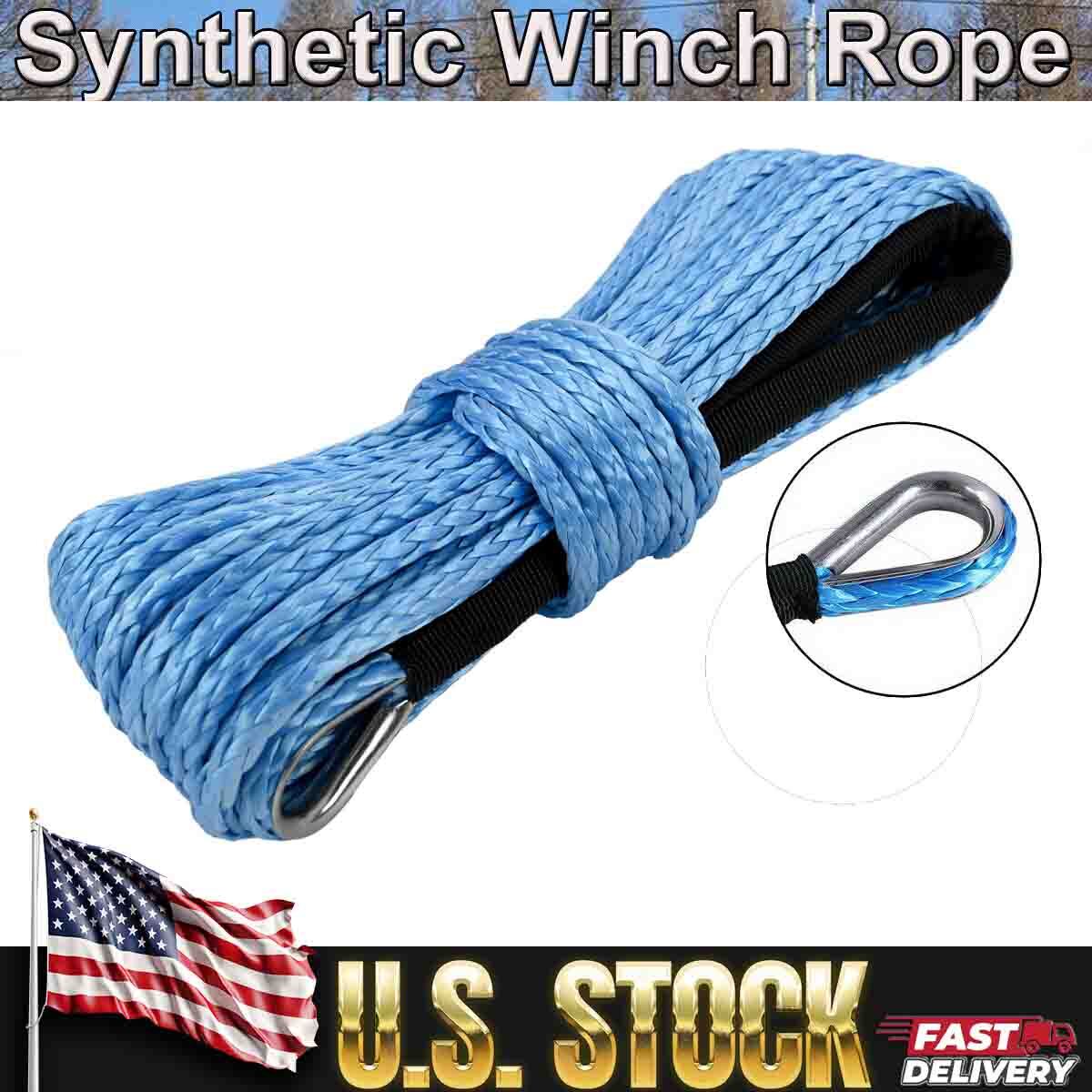 1/4" x50' 10000LBS Synthetic Winch Rope Line Recovery Cable For ATV UTV