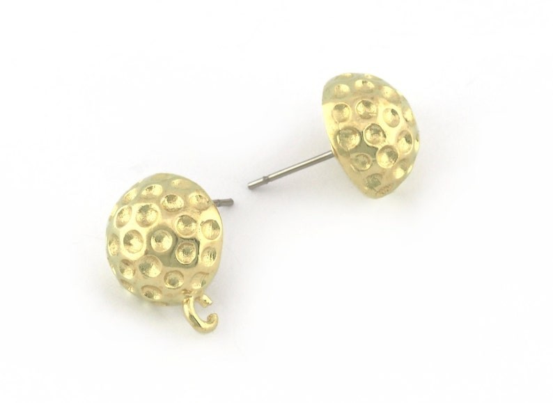 1 pair Ball ,Ball , Shell Earring Stud Post with dangle loop Raw-Silver 5181