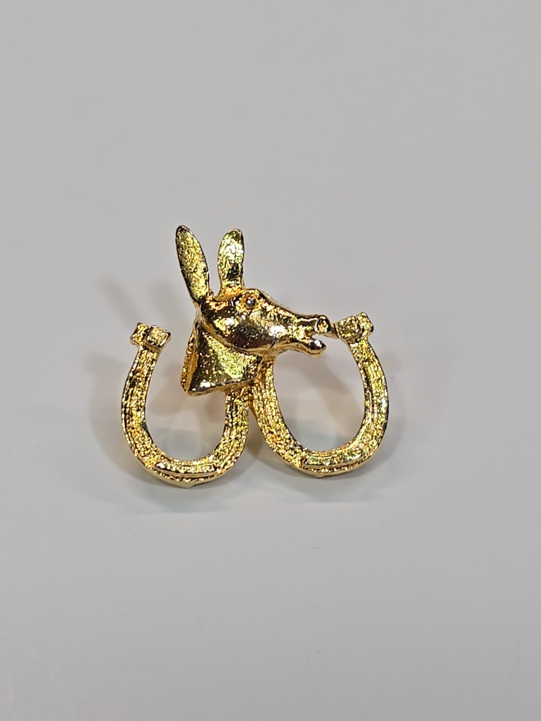 Democratic Party Lapel Pin Gold Color Horseshoe w/ Donkey Head