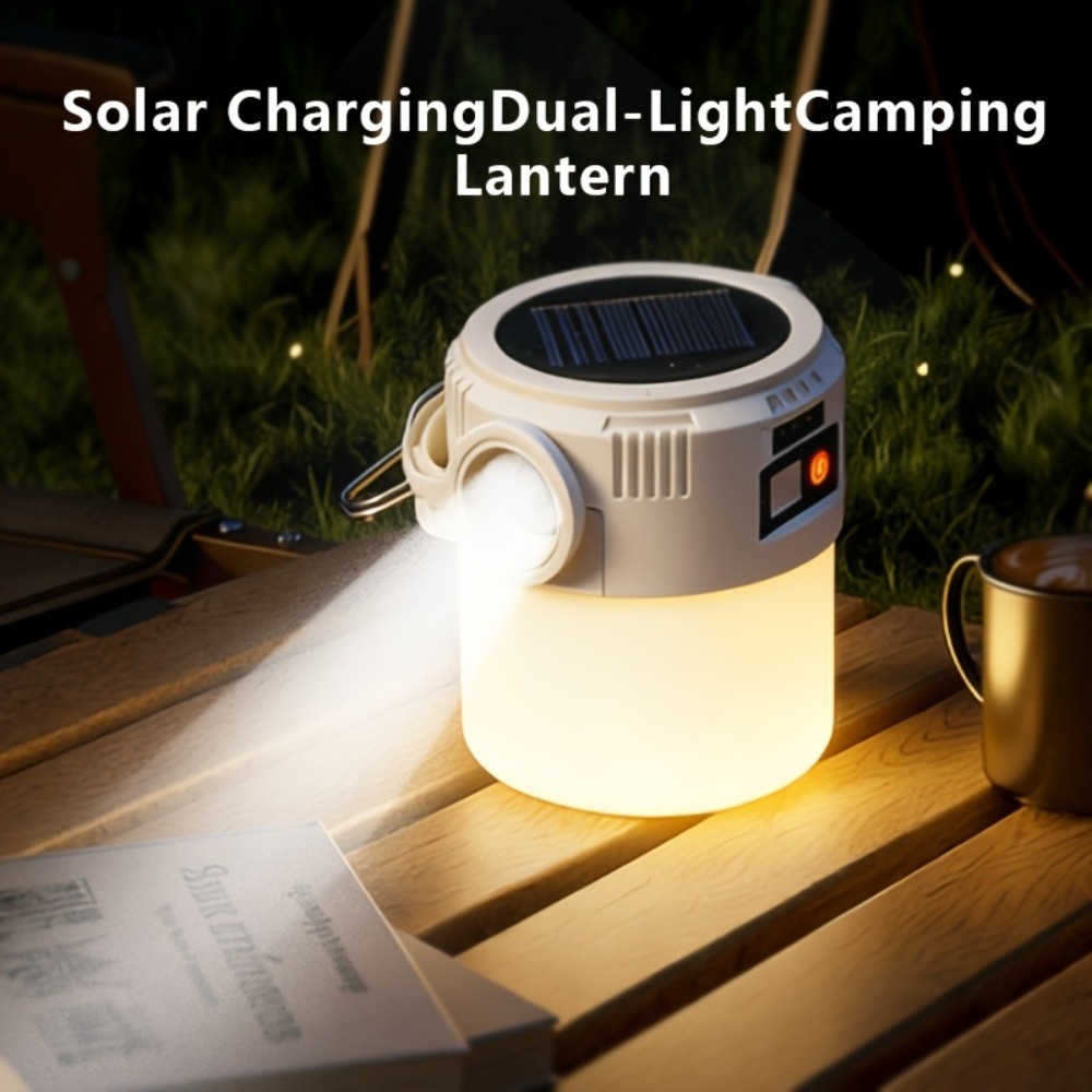 Solar Camping Lantern 6 Light Modes USB Rechargeable Power Bank Hook
