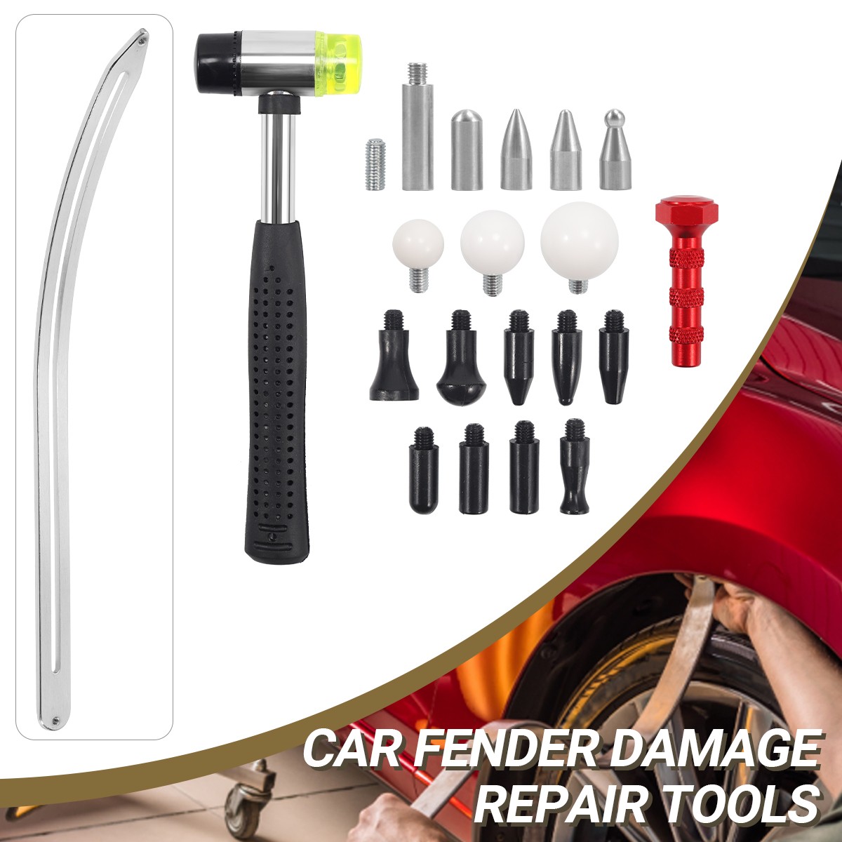 Car Fender Damage Repair Tools Flat Bar Automotive Dent Removal Kit Auto Dent
