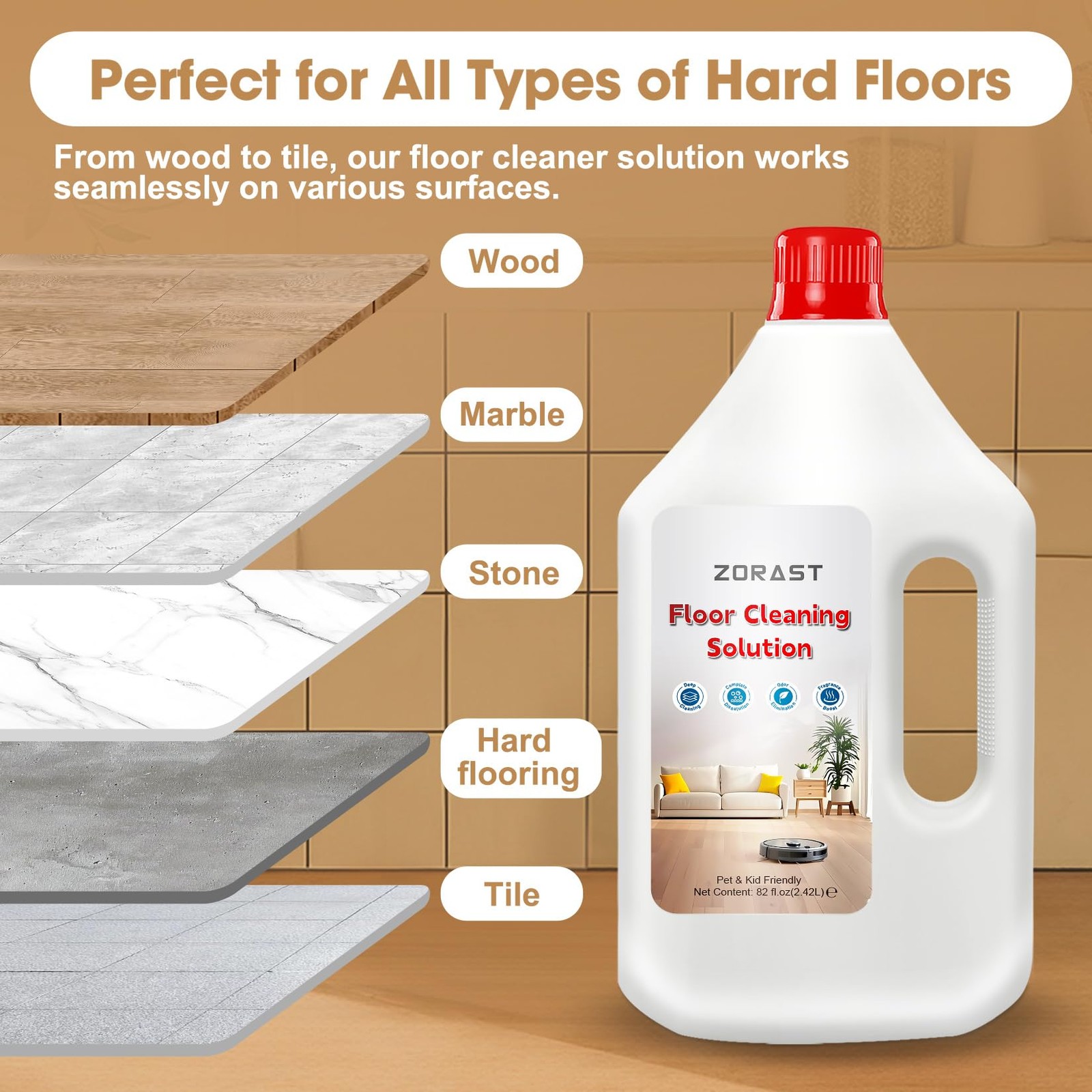 Floor Cleaning Solution 82 Fl Oz Compatible with All Roborock Robots S7 S8