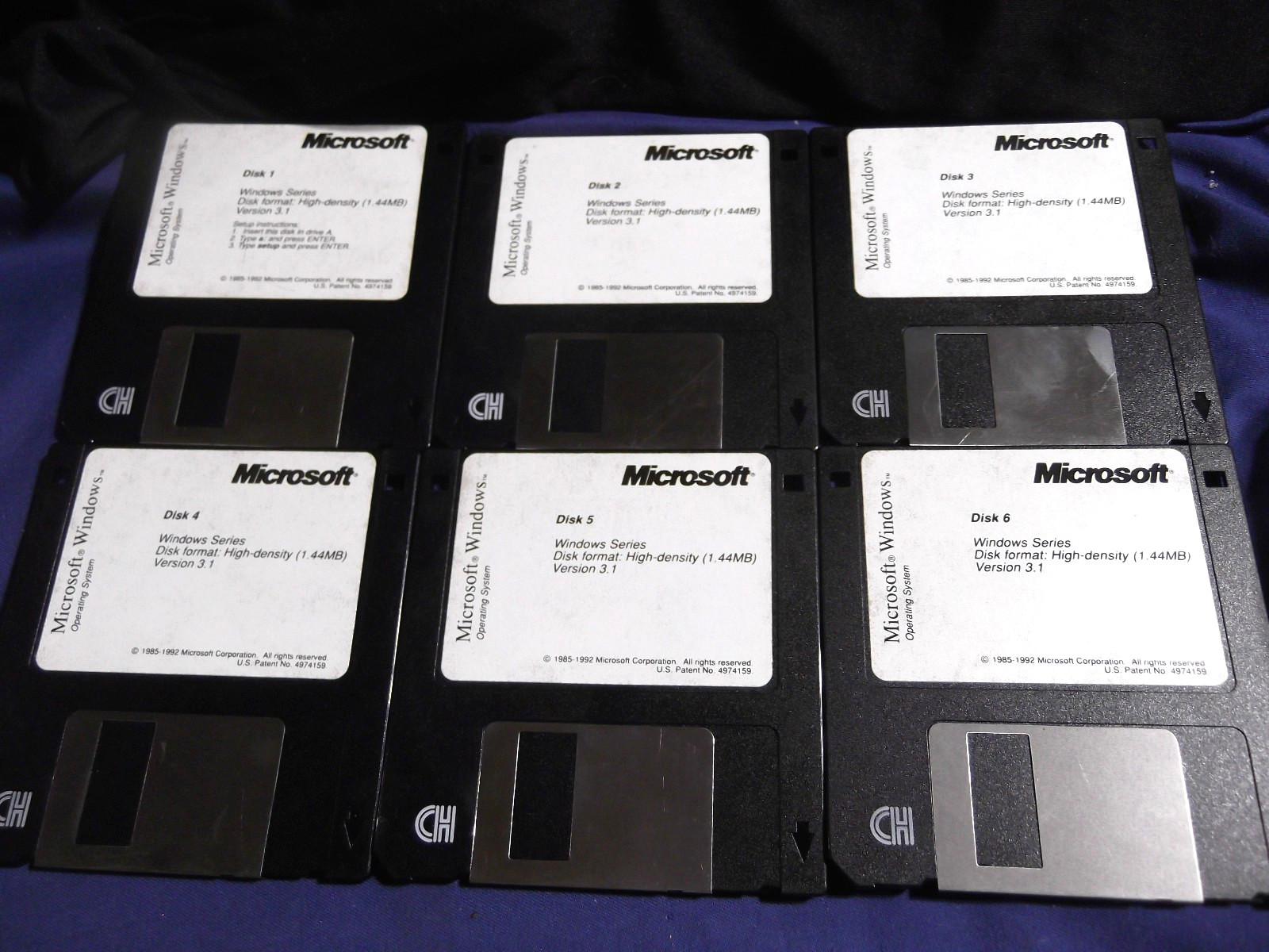 VIntage Microsoft Windows Operating System Version 3.1 on six 3.5" Floppy Disks