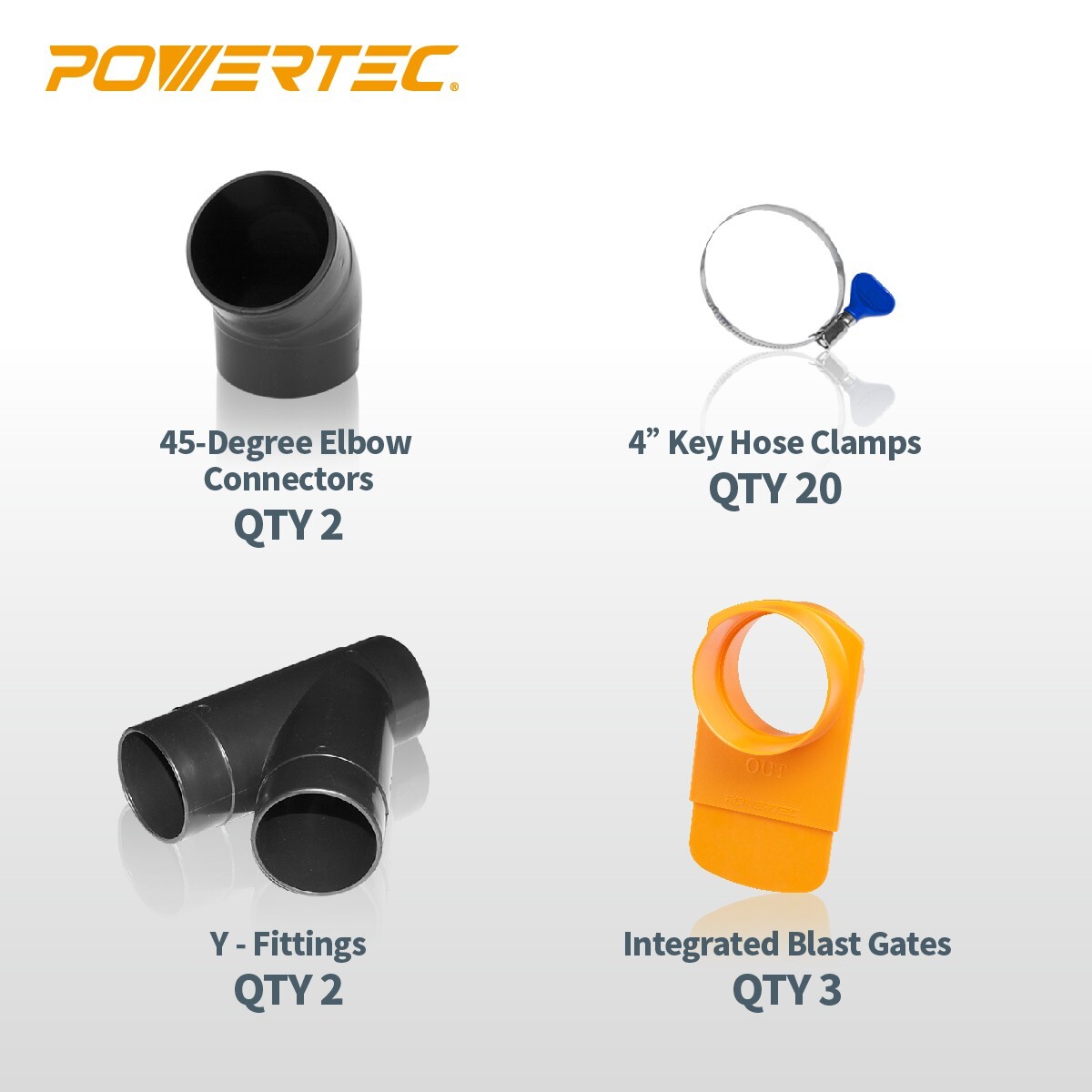 POWERTEC 70316 4" Three-Machine Dust Collection Kit