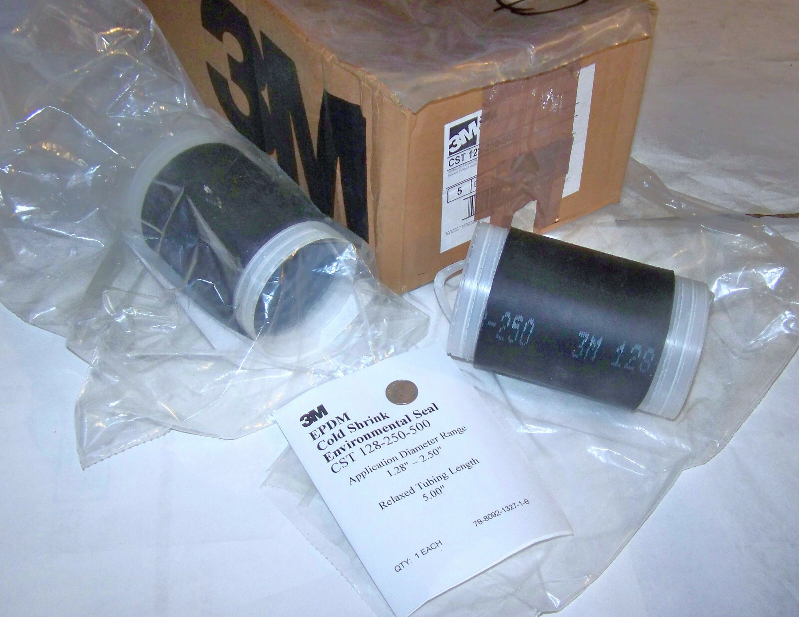 2  3M CST128-250-500 NEW EPDM COLD SHRINK ENVIRONMENTAL SEAL 1.28" / 2.50"D 5" L