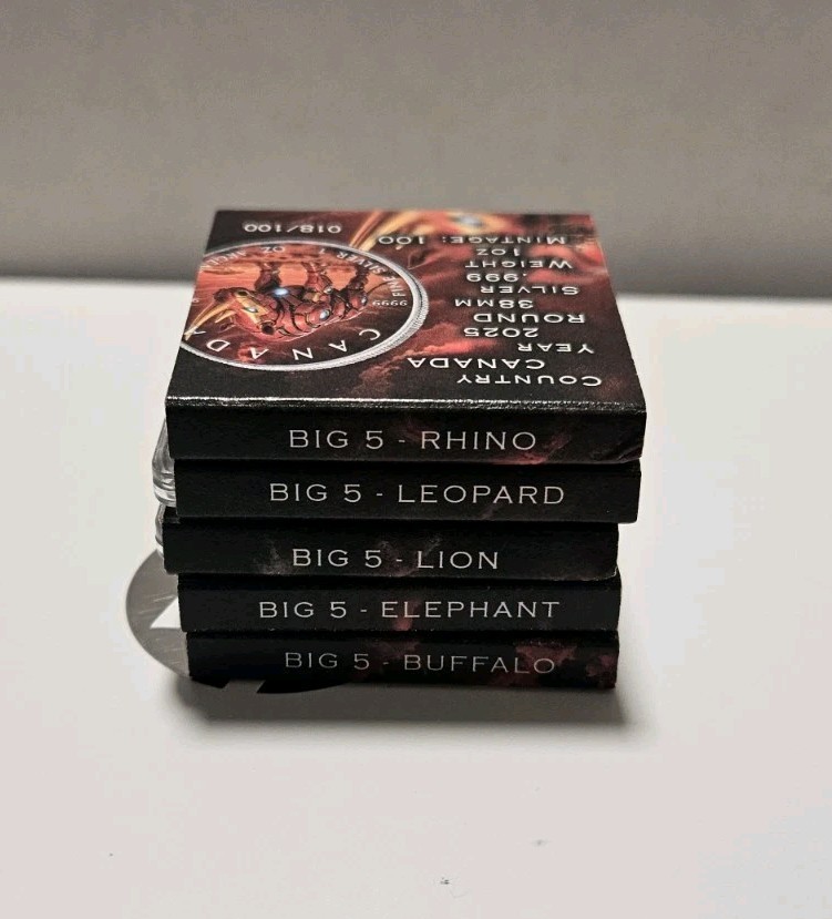 2025 Canada Maple Big Five Iron Rhino 1oz .9999 Silver FINE LIMITED EDITION