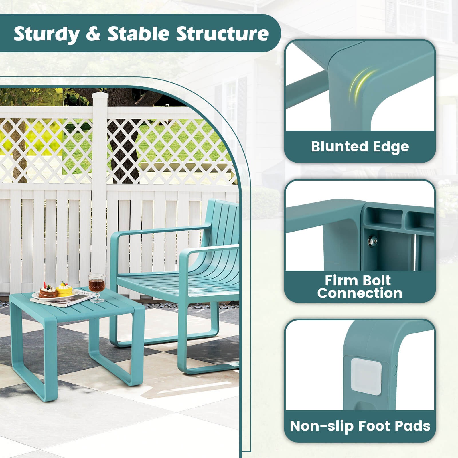 5-Piece Patio Furniture Set w/ 1 Loveseat 2 Patio Chairs & 2 Side Tables