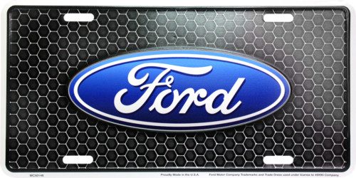 Ford Logo Black Aluminum Novelty License Plate Tag for Front of Car-Truck