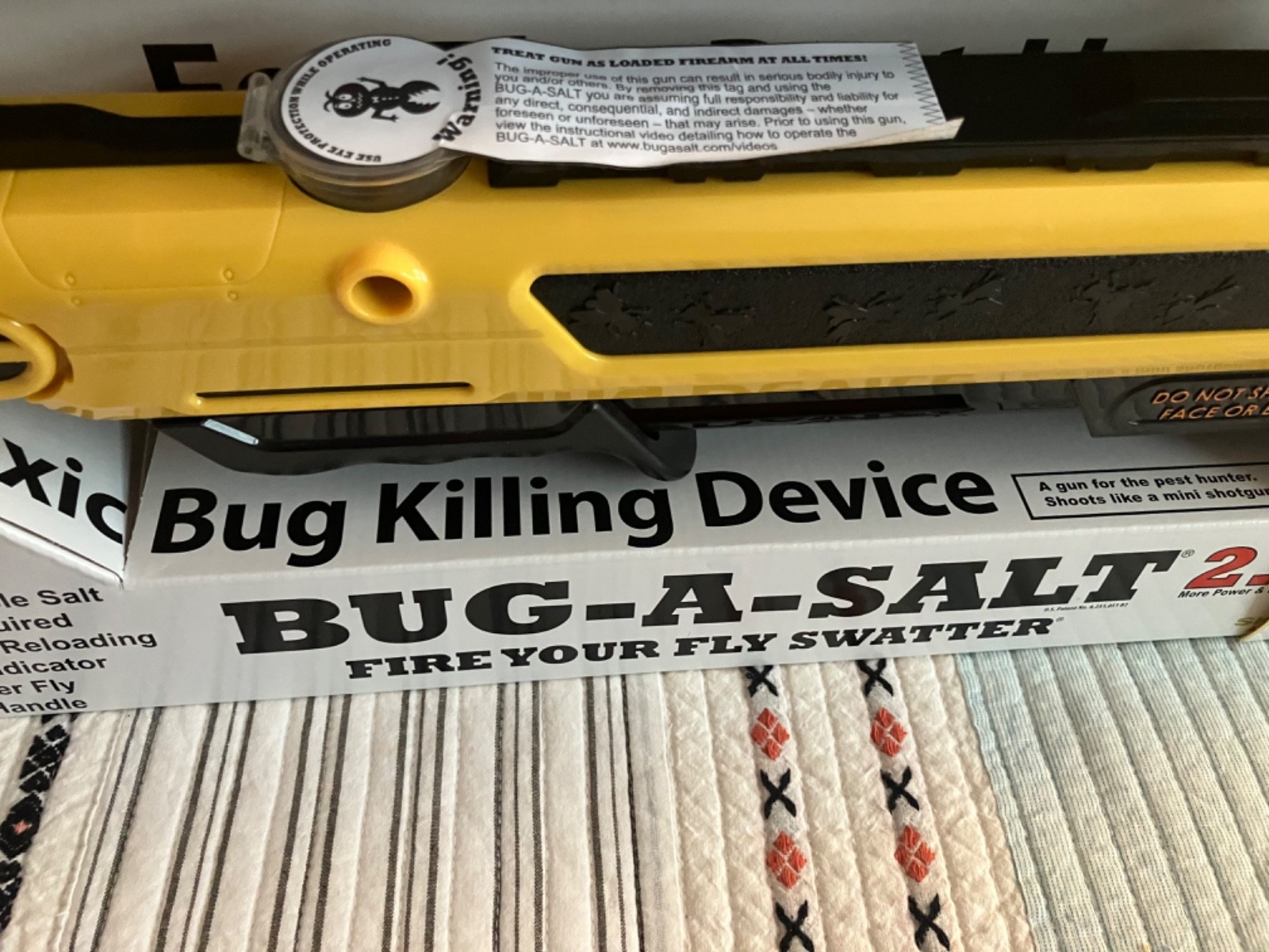 NIB BUG-A-SALT 2.0 Authentic Salt Gun Insect Control Adults Only Classic Yellow