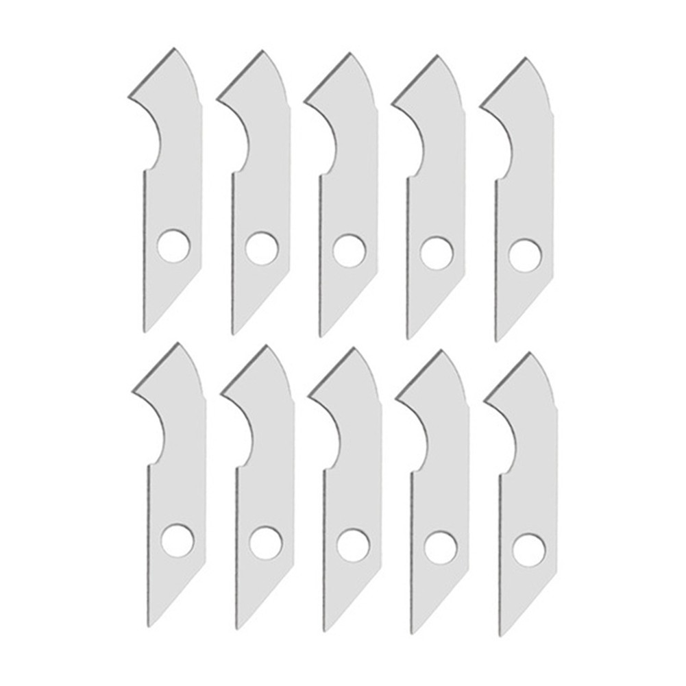 Silver Alloy Steel Hook Blade for Plastic Cutting 10Pcs Replacement Pack
