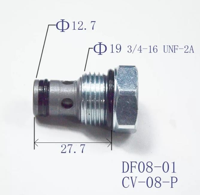 Hydraulic Threaded Cartridge Check Valve DF08-01/CV08 Pressure Retaining One-way