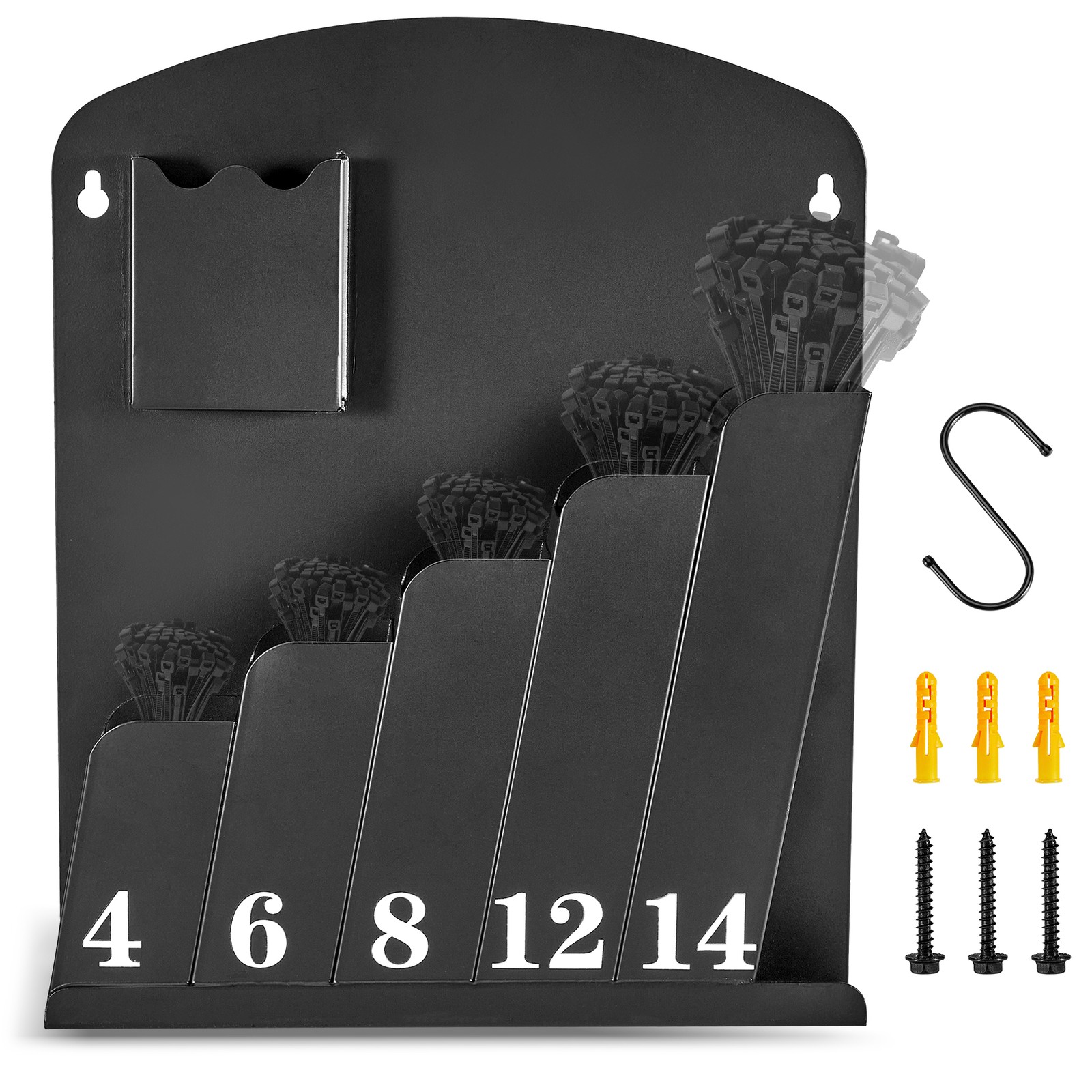 Cable Tie Holder, Wall Mount Storage Rack Organizer for Various Lengths Zip Tie