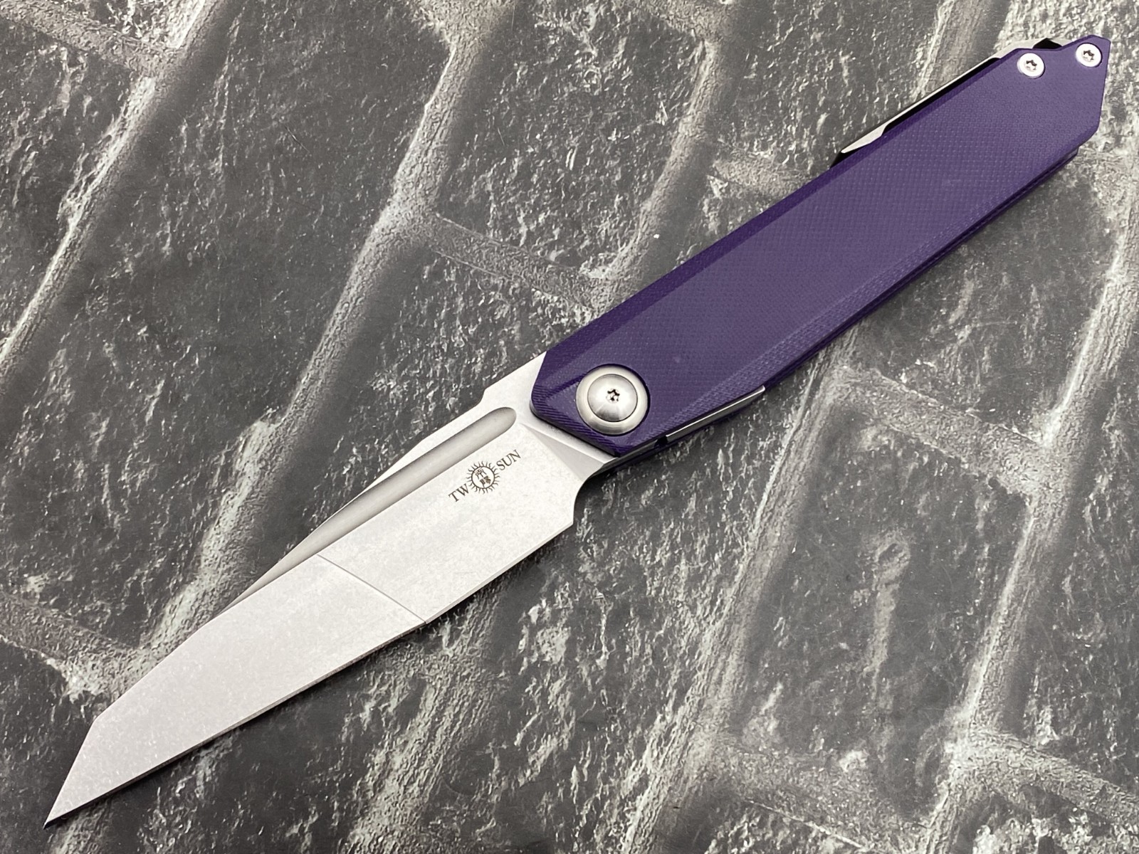 Twosun TS218-N690-Purple-SW Folding Knife N690 Blade G10 Handle Camping Knife