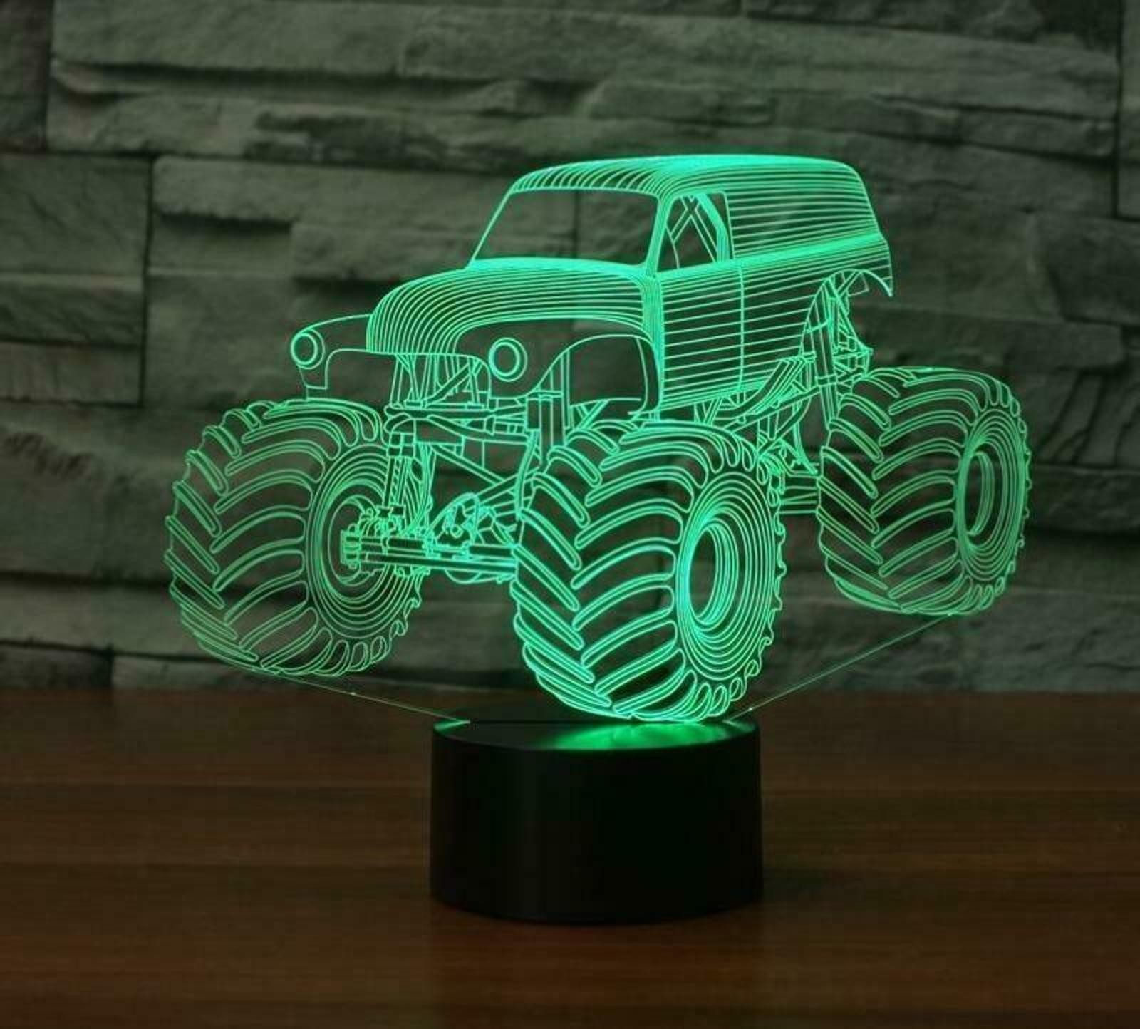 New 7-Color Change Large Grave Digger Monster Tractor 3D Desk Lamp Night Light B