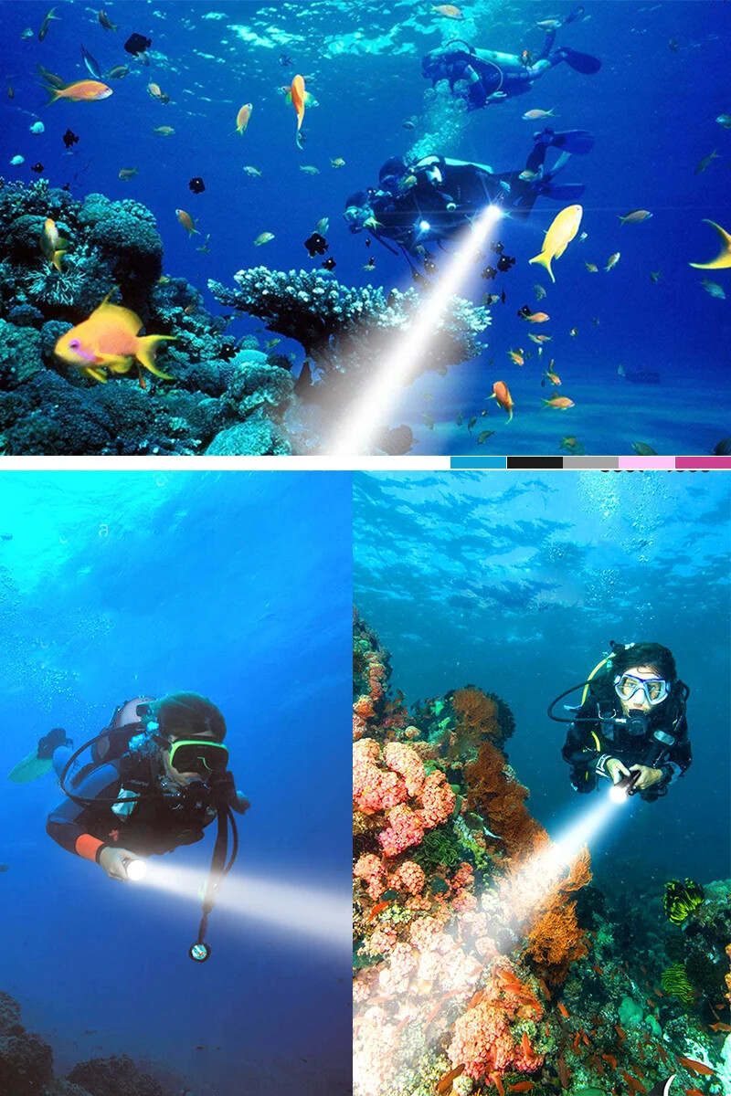 2000LM Scuba Diving Light Underwater LED Flashlight Dive Underwater Lighting US