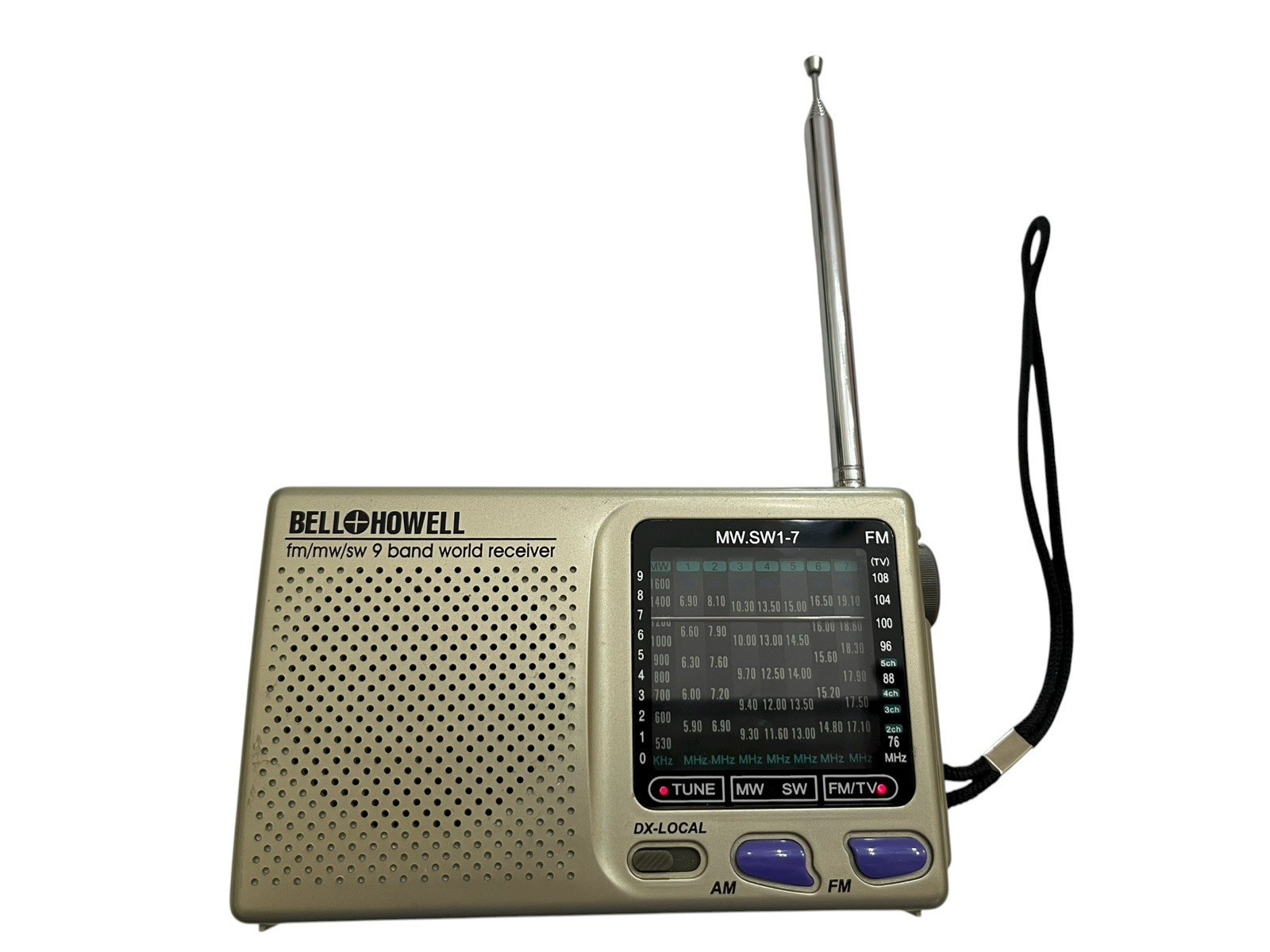 Bell & Howell Portable FM/MW/SW 9 Band World Receiver Radio Camping Emergencies