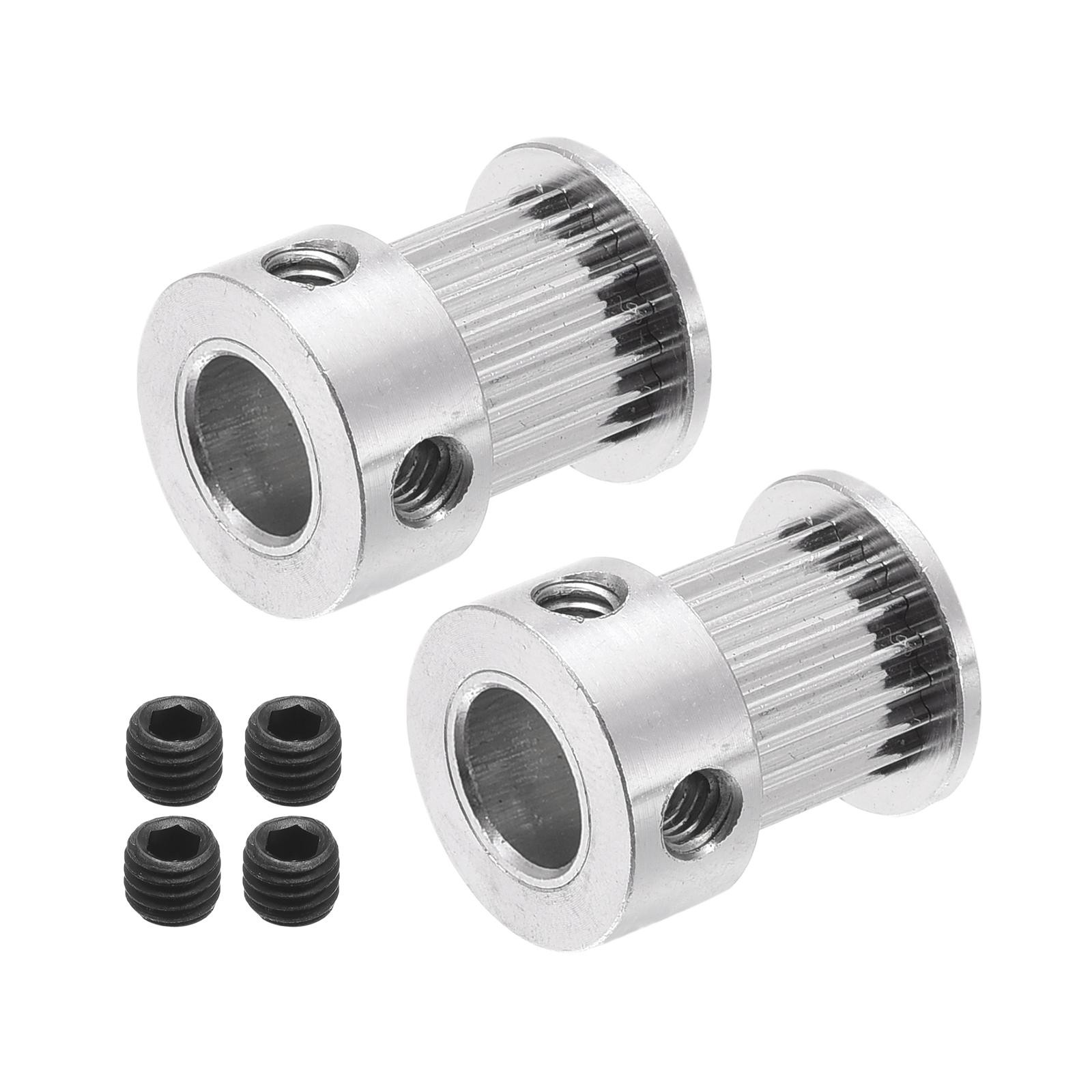 20 Teeth 8mm Bore Timing Pulley Synchronous Wheel Silver, Pack of 2