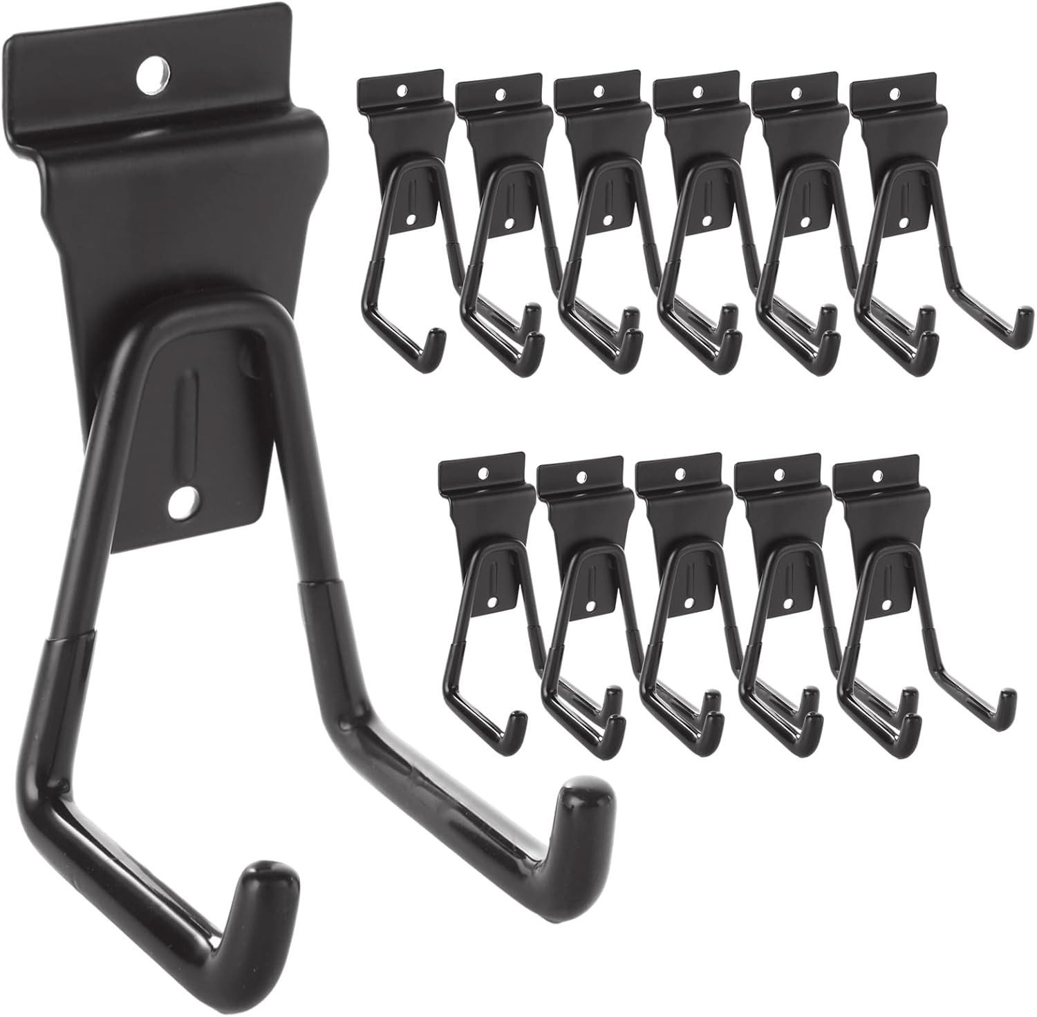 12 Pack Heavy Duty Slatwall Hooks & Hangers, Black, Modern Style, Wall-Mounted,