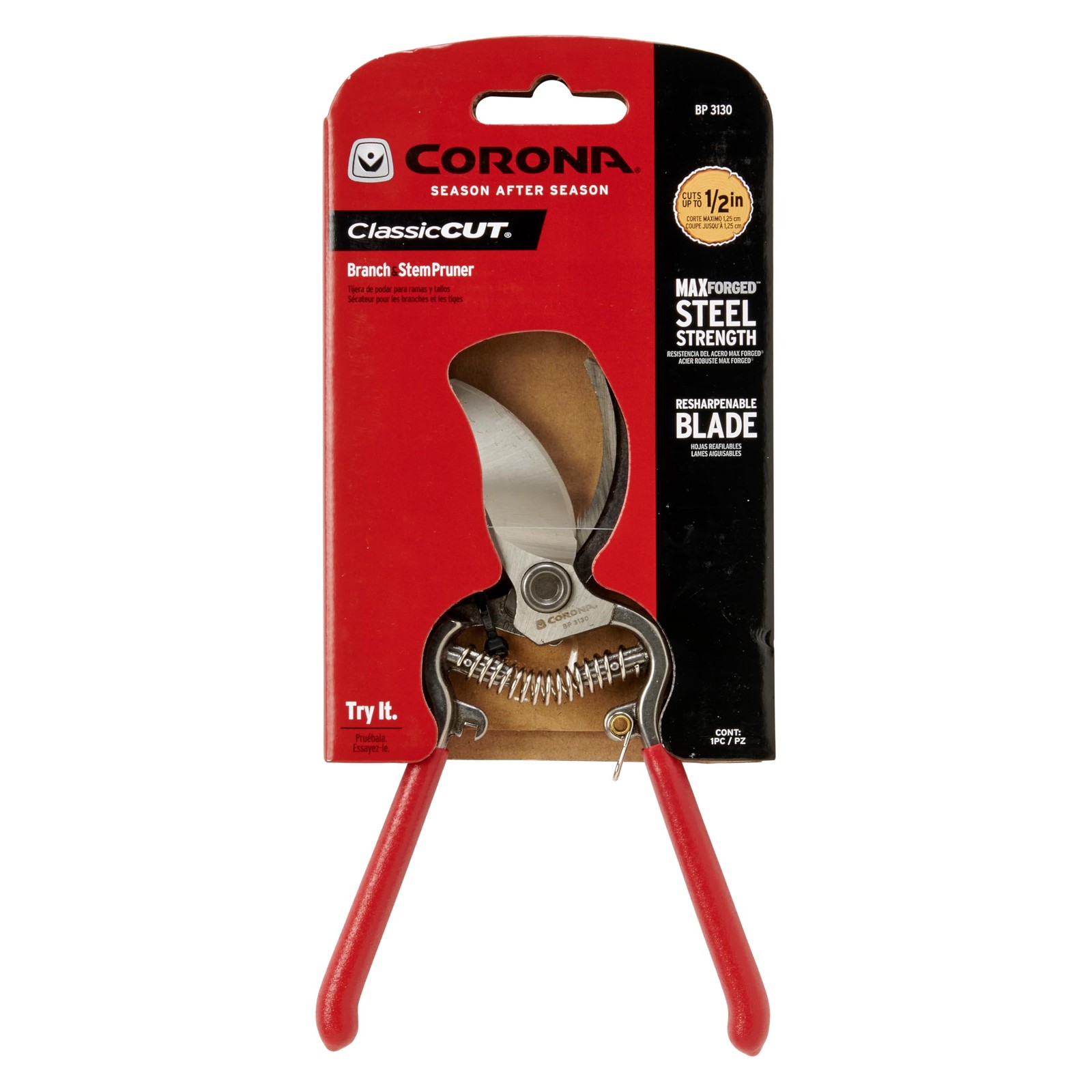 Corona Tools ClassicCUT Forged Bypass Hand Pruner – 1/2-inch Cut, Red