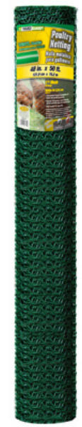 G&B 308457B 48" x 50' ft 1" Mesh Green PVC Coated Poultry Netting Chicken Wire