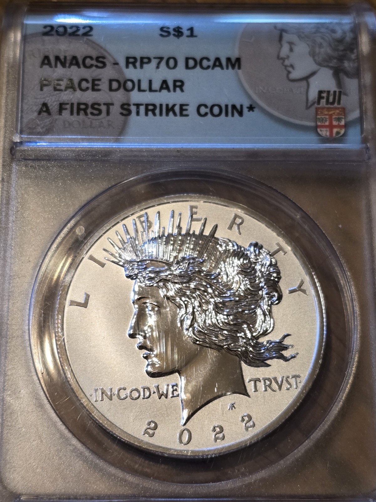2022 Peace Dollar $1 Proof Silver .999 Philadelphia ANACS RP70 DCAM First Strike