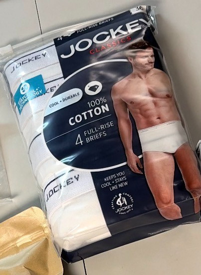 Jockey Men's 4 Pack 100% Cotton Full Rise Briefs Size: 36 White NEW In Package