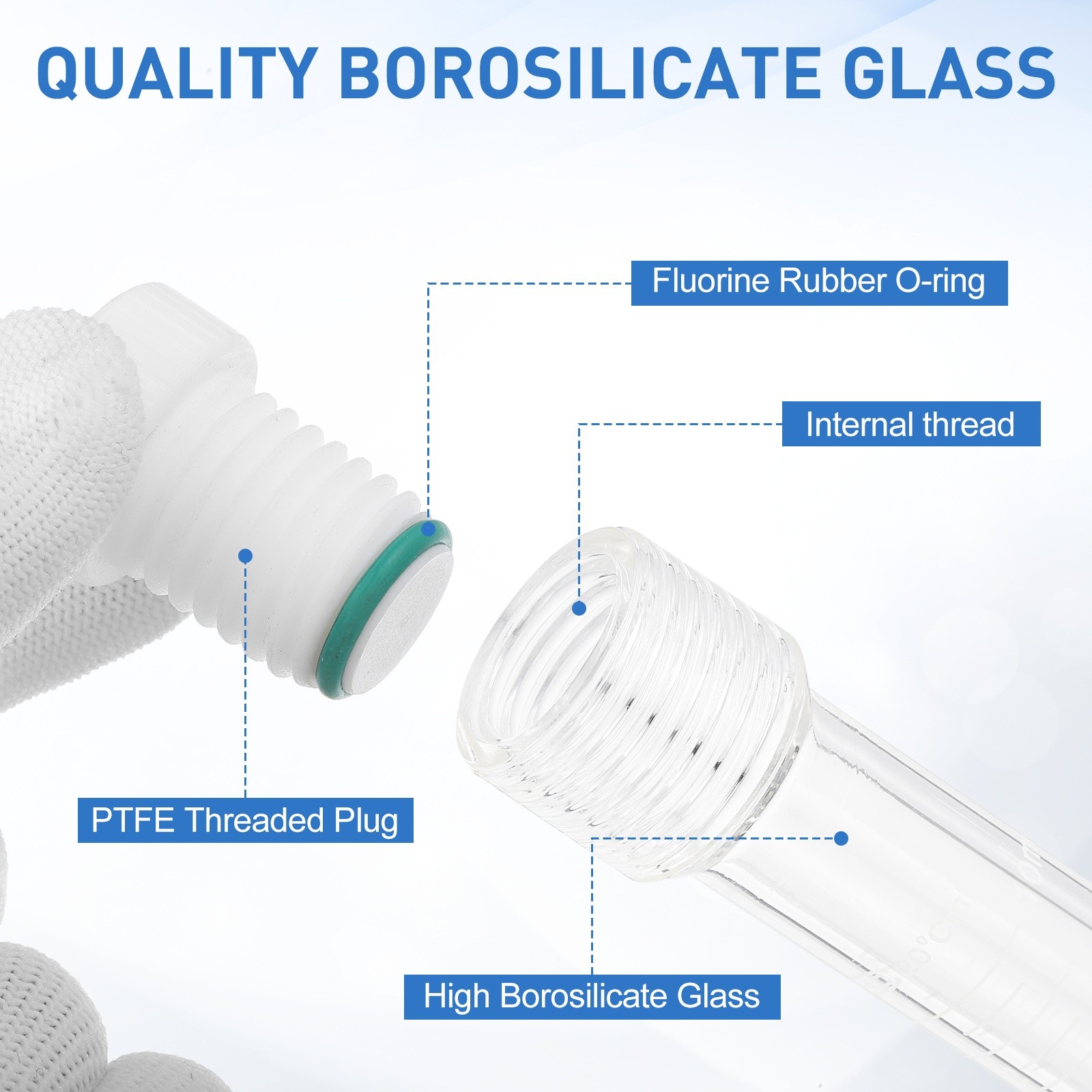 2Pcs 10ml Flat Bottom Heavy Wall Pressure Bottle with Full Scale, Clear
