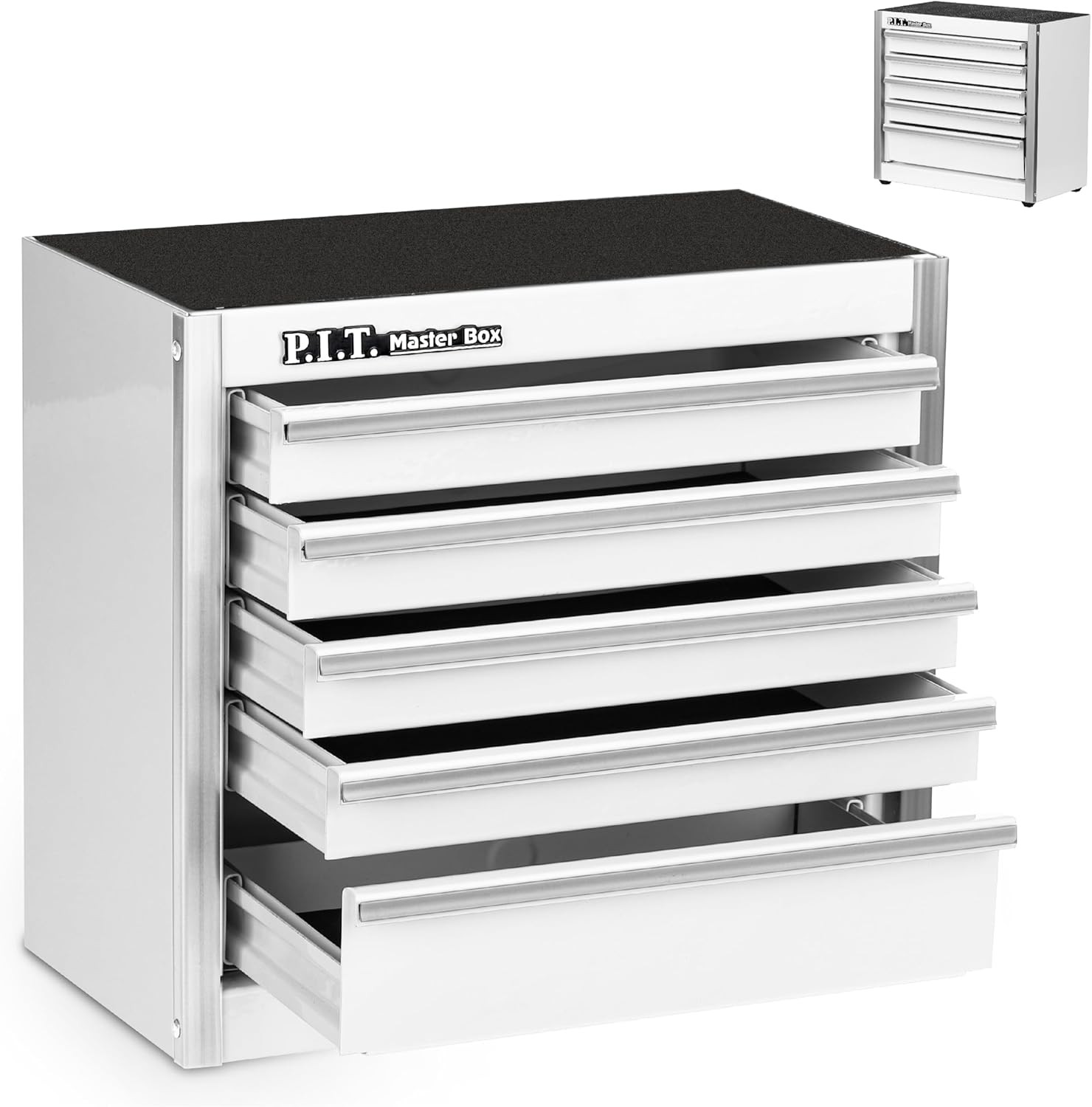 White Tool Box Portable 5-Drawer Micro Roll Cab Steel Stackable Tool Box w/Liner