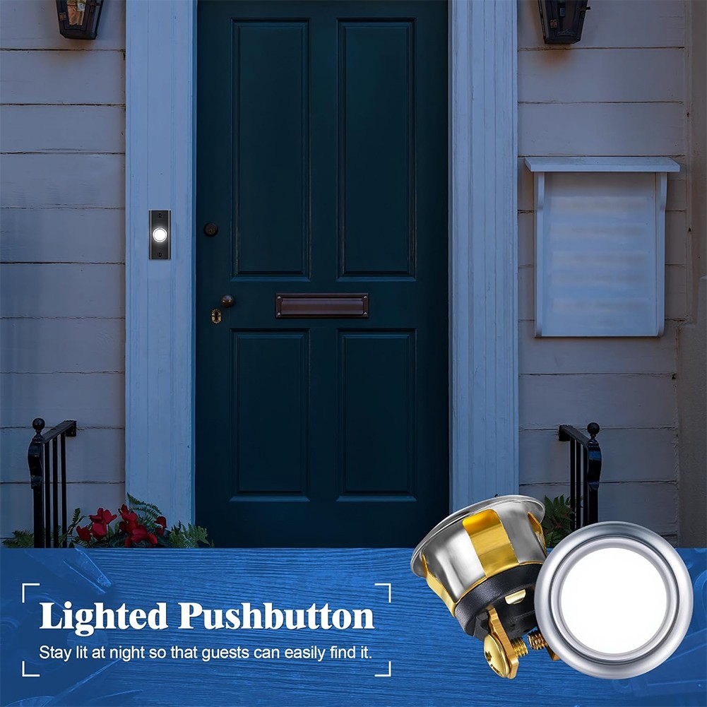 2 Pack Wired Doorbell Button with White LED Light for Easy Replacement
