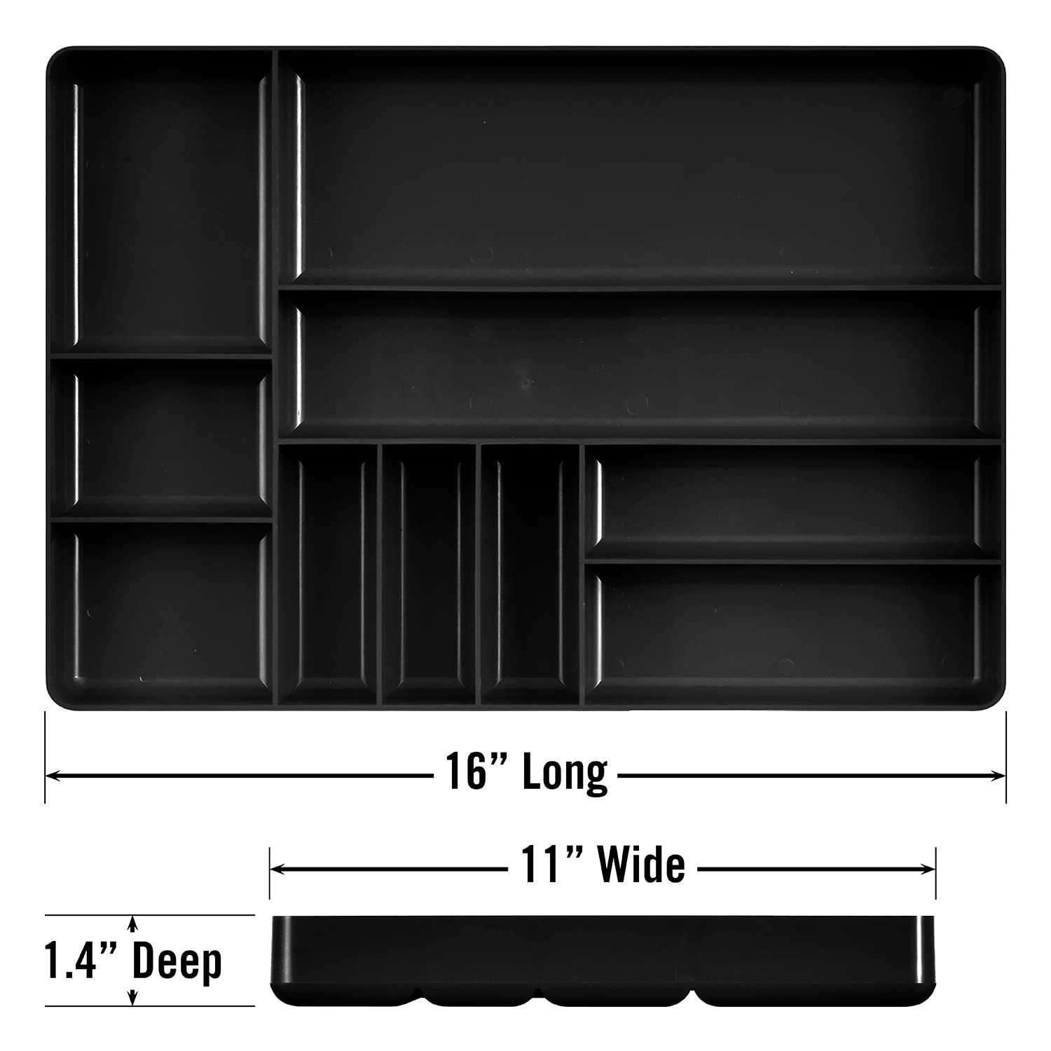 10-Compartments Tool Organizer Tray Drawer Box Stackable Toolbox Organization