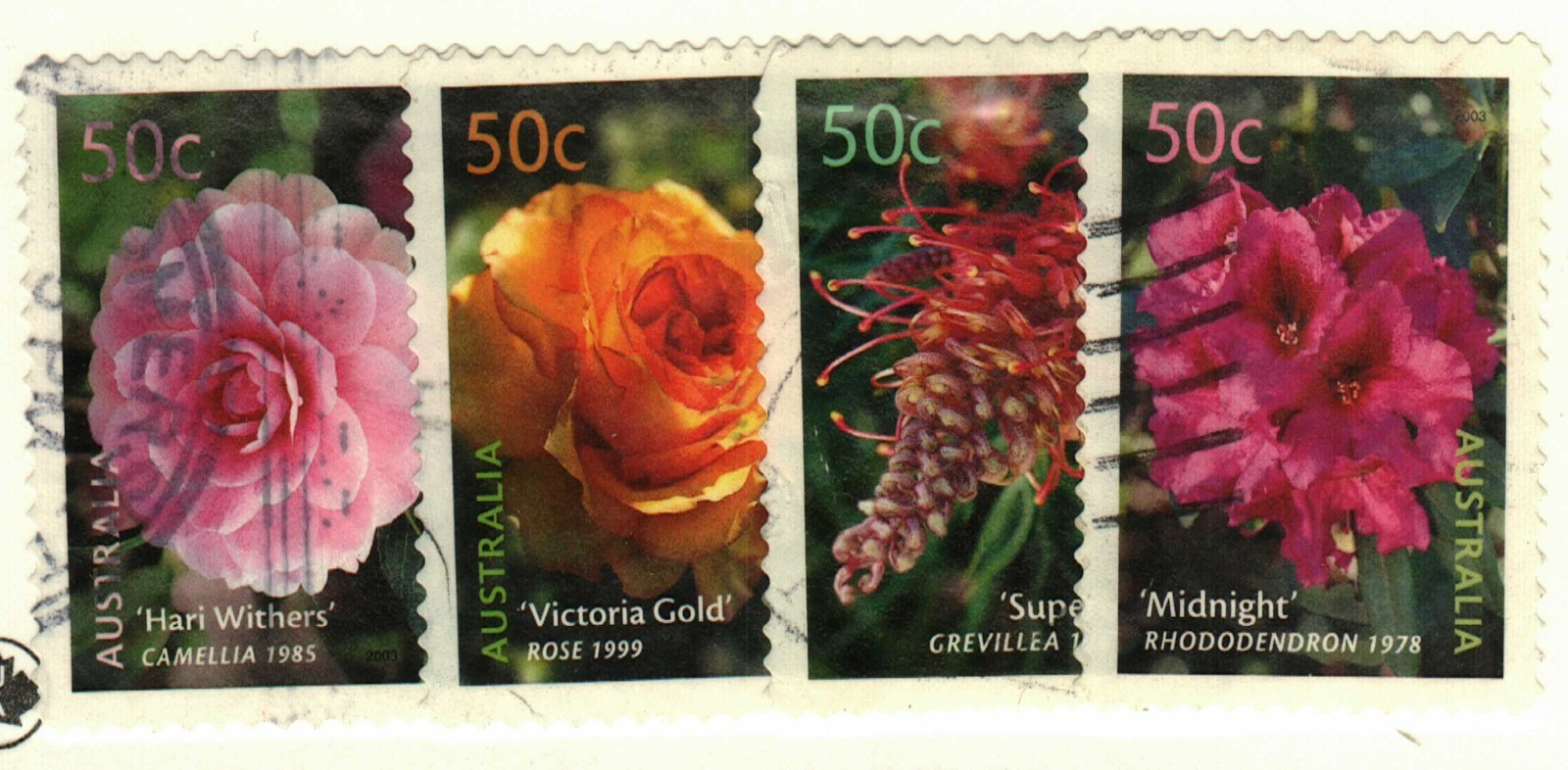 Australia #2143-5, 2147 used flowers