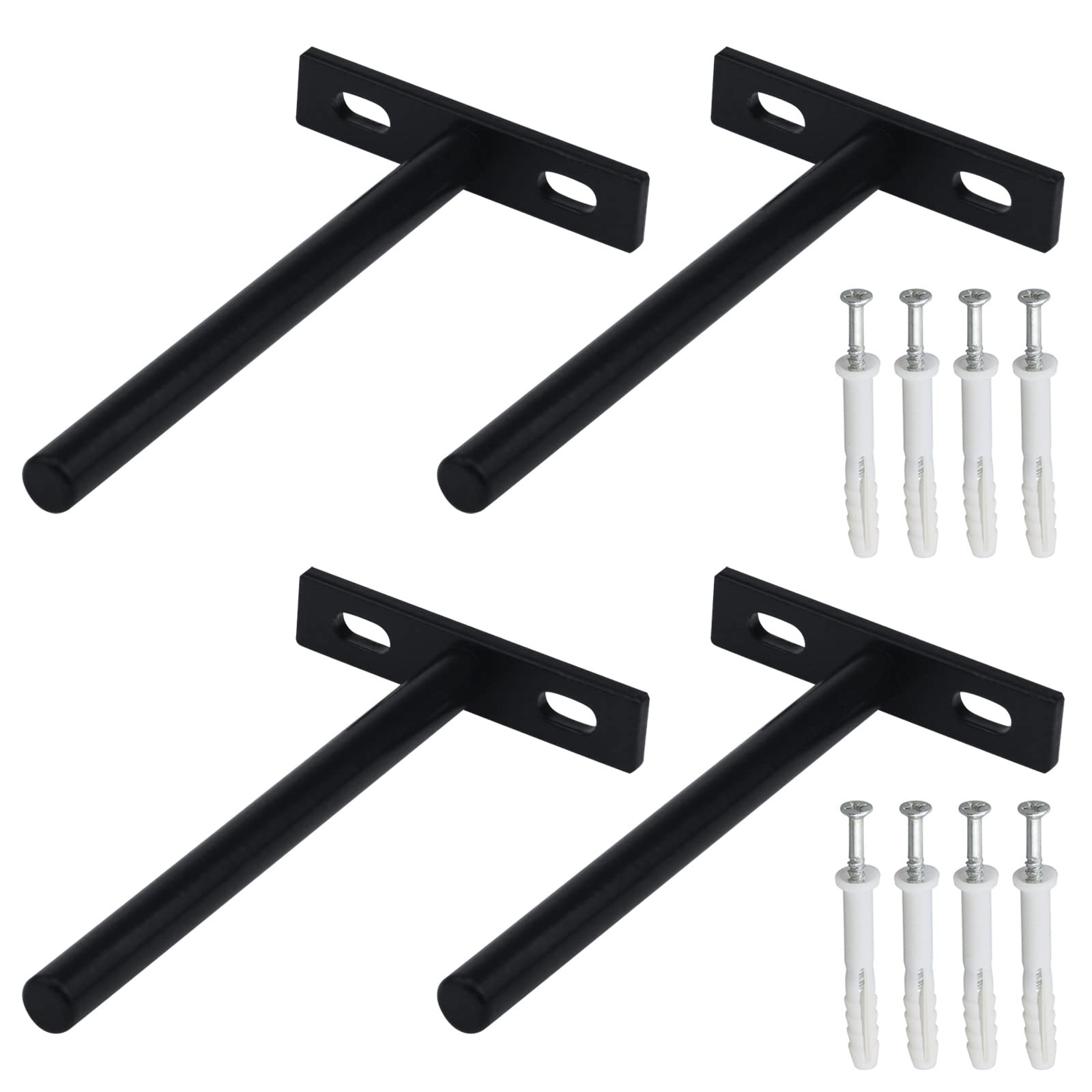 4 PCS Floating Shelf Brackets 5 Inch Solid Steel Blind Support Matte Black