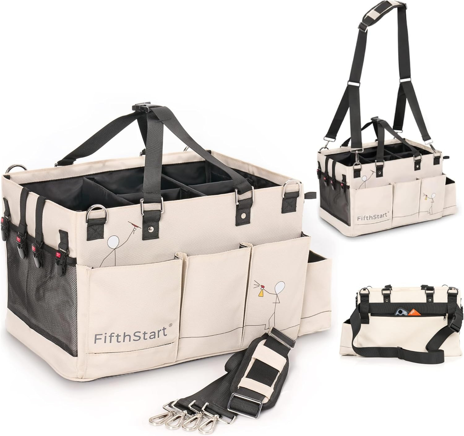 Multiuse Cleaning Caddy - Adjustable Straps & Caddy Organizer with Handle - Mesh