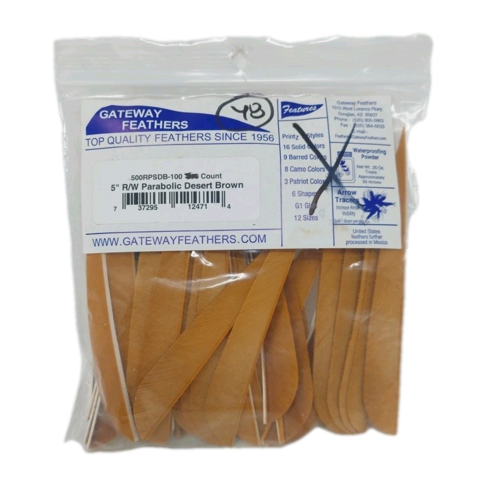 48 Count Gateway Feathers 5" Right Wing: Parabolic Desert Brown