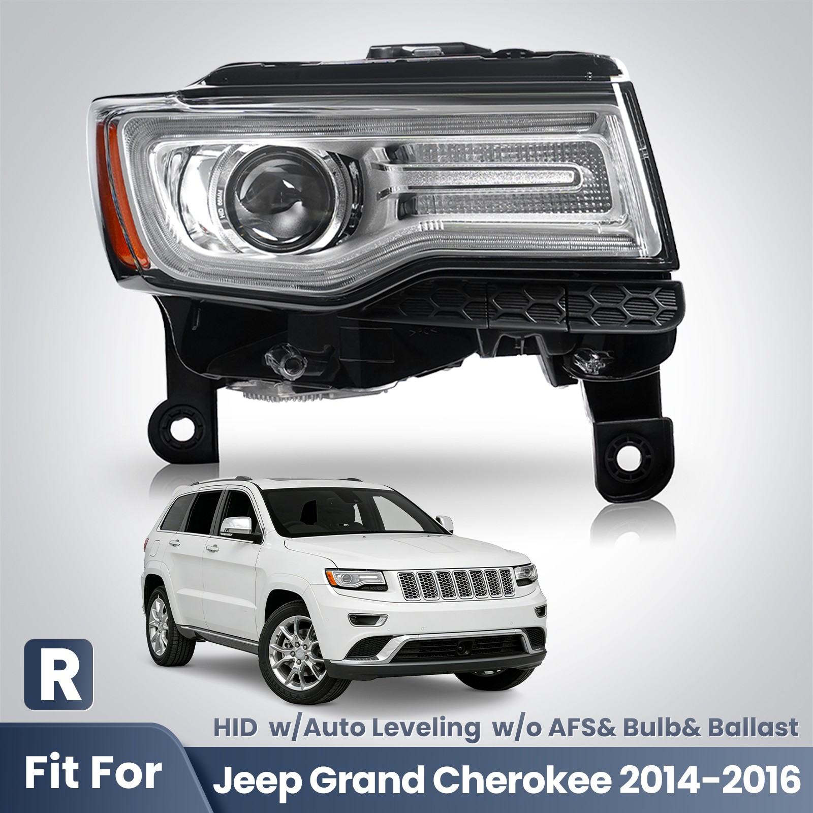 For 2014-2016 Jeep Grand Cherokee HID/Xenon Headlight Right Passenger W/O AFS