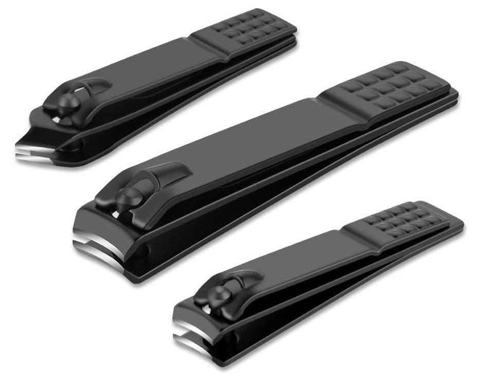 Nail Clippers Set Black Matte Stainless Steel Fingernail & Thick Toenail & Ingro
