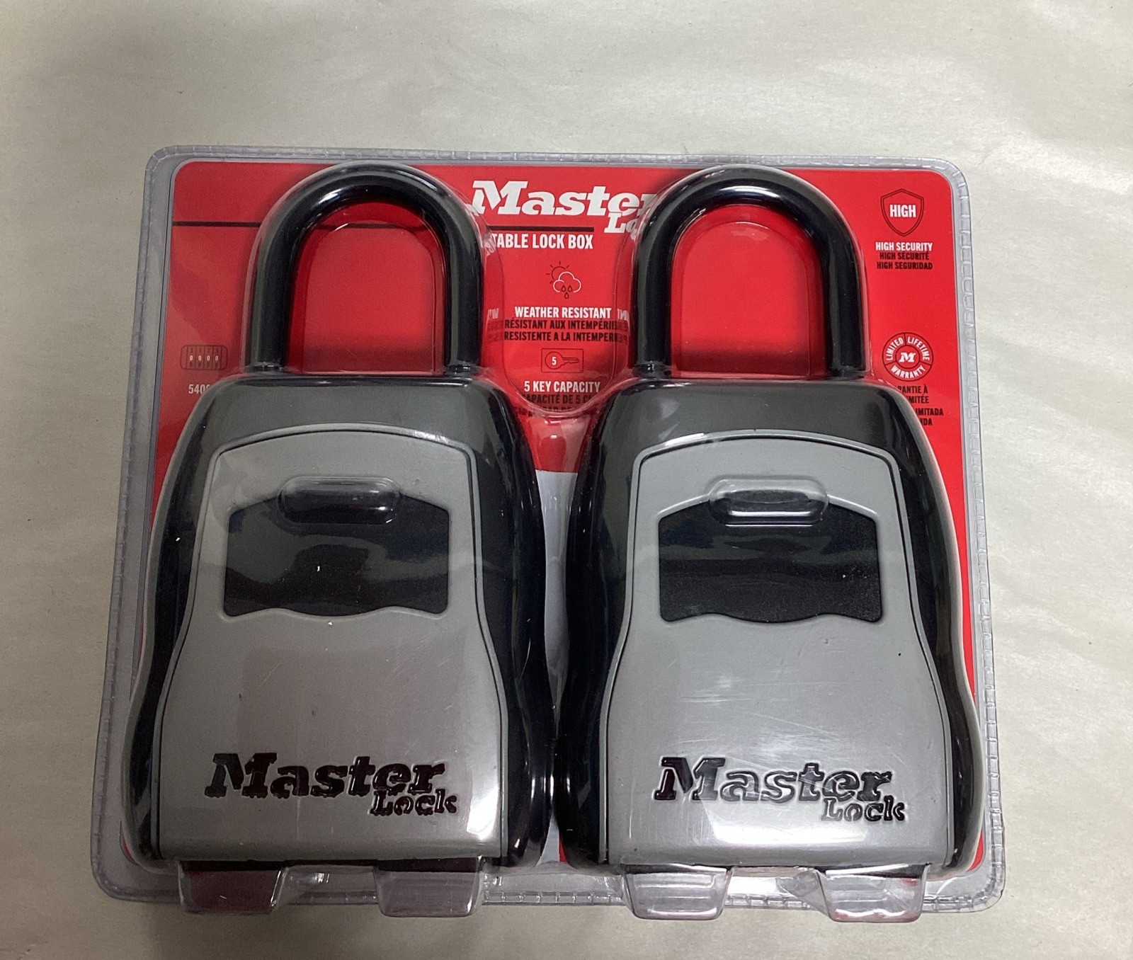 Master Lock 5400T Portable Lock Box 2 Pack NEW Holds Up To 5 Keys- Free S&H