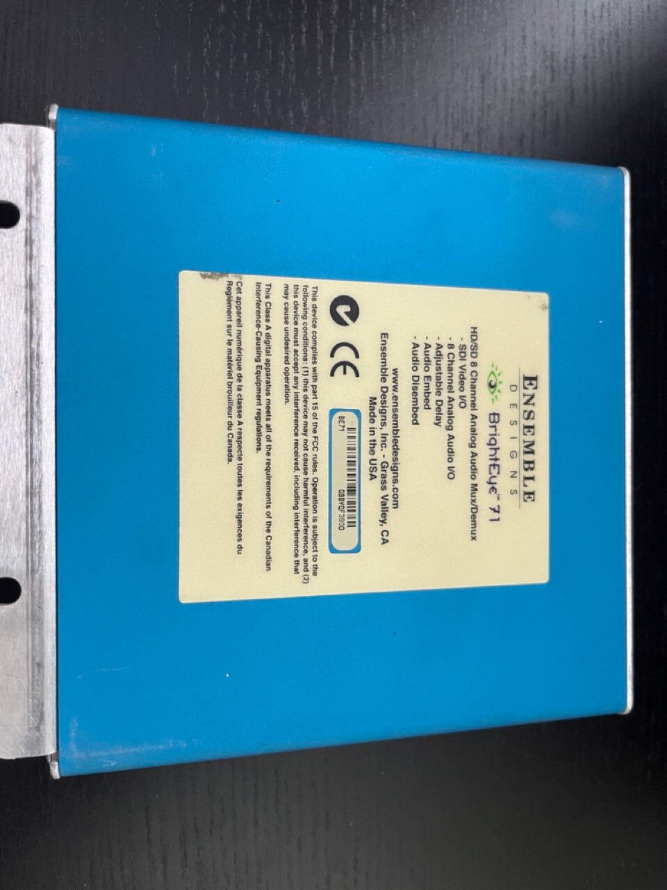 Ensemble Designs BrightEye 71 Audio Embedder/Disembedder **NO AC Cable**