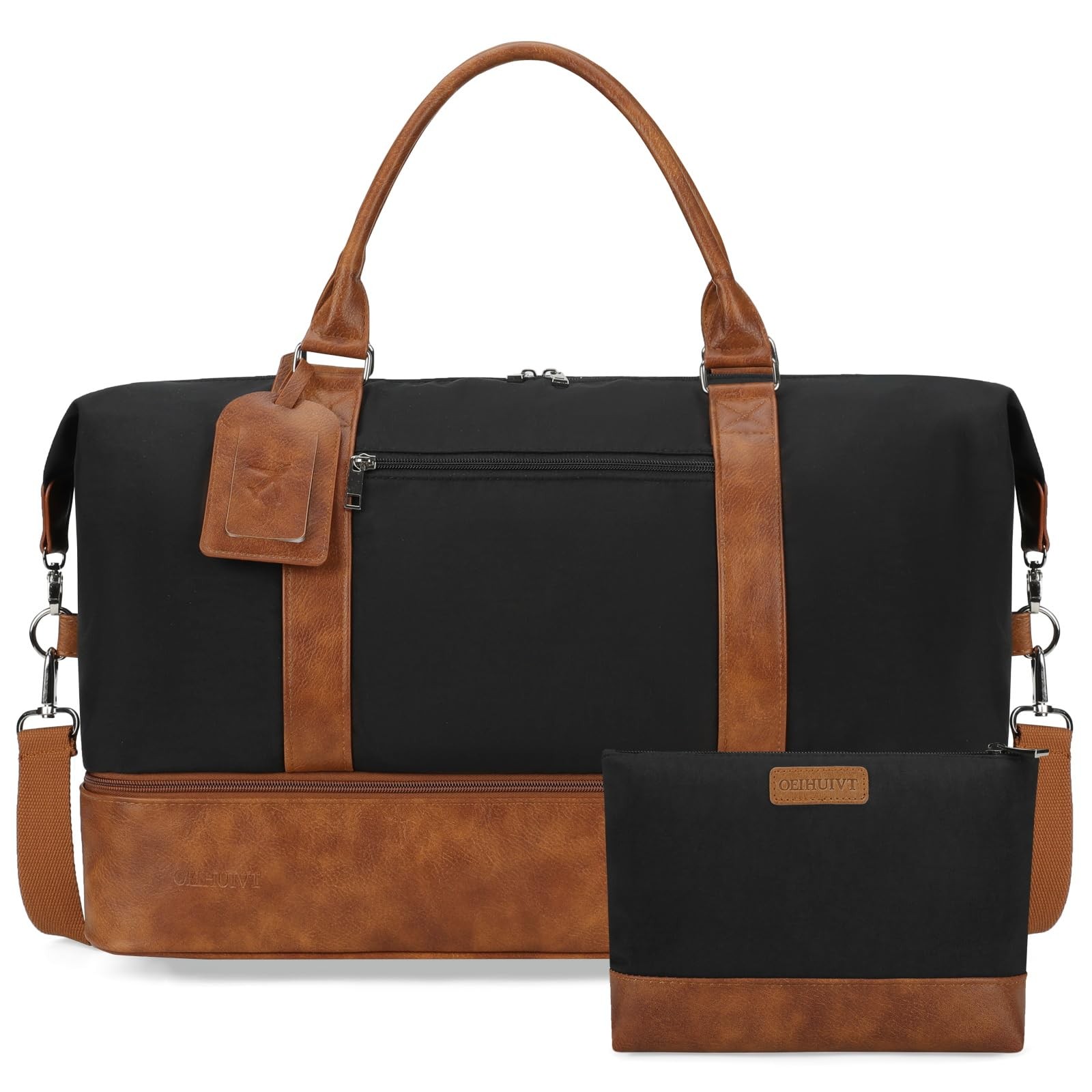 21in Canvas Weekender Duffel for Women - 2-Piece Bag w/ Shoe Compartment