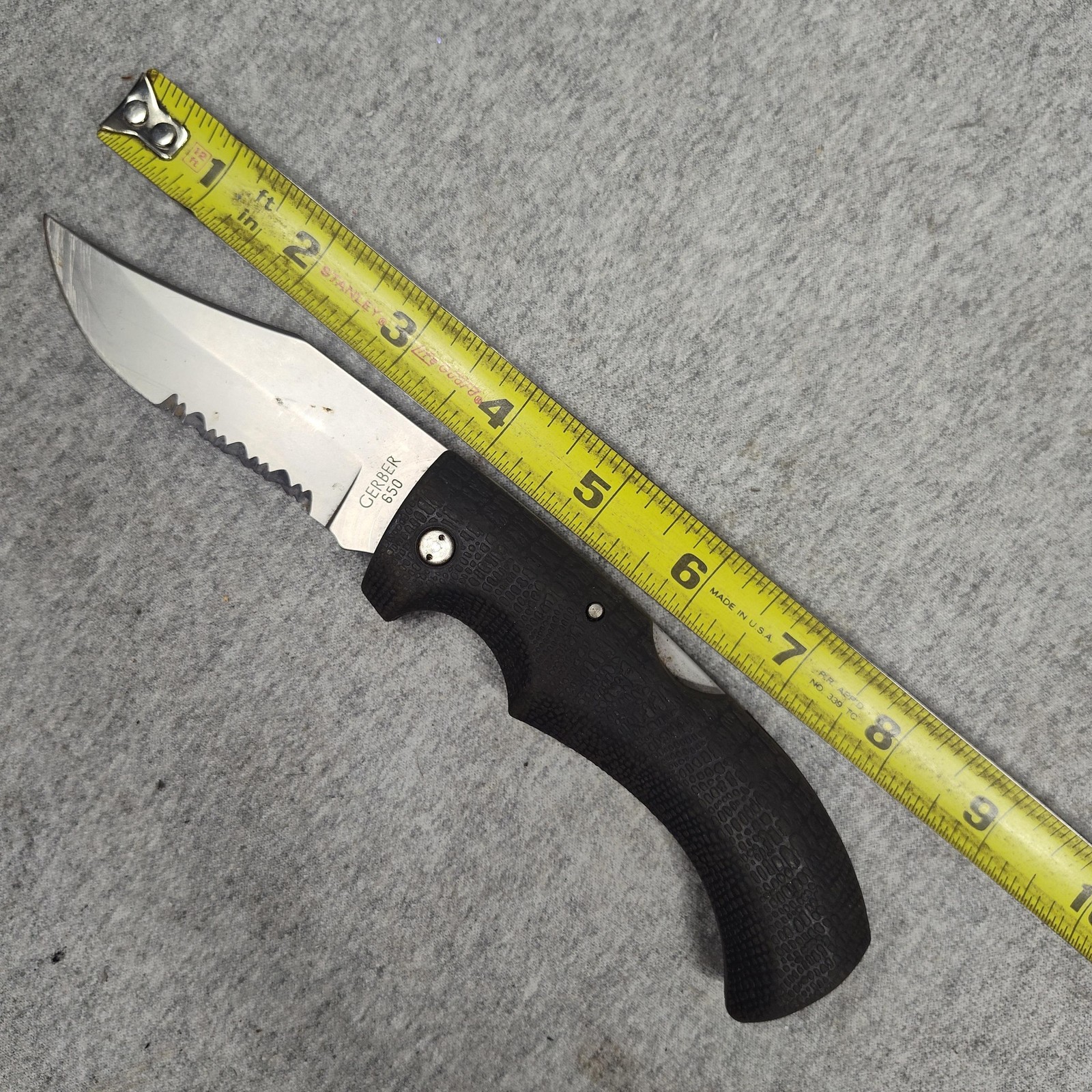 Vintage Gerber Gator 650 Folding Knife USA Partial Serrated Clip Point Lockback