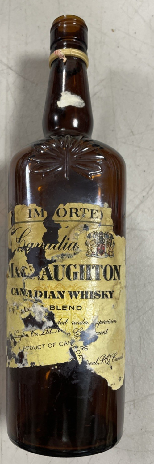 MacNaughton Vintage Empty Canadian Whisky Bottle Product Of Canada 11 ½"