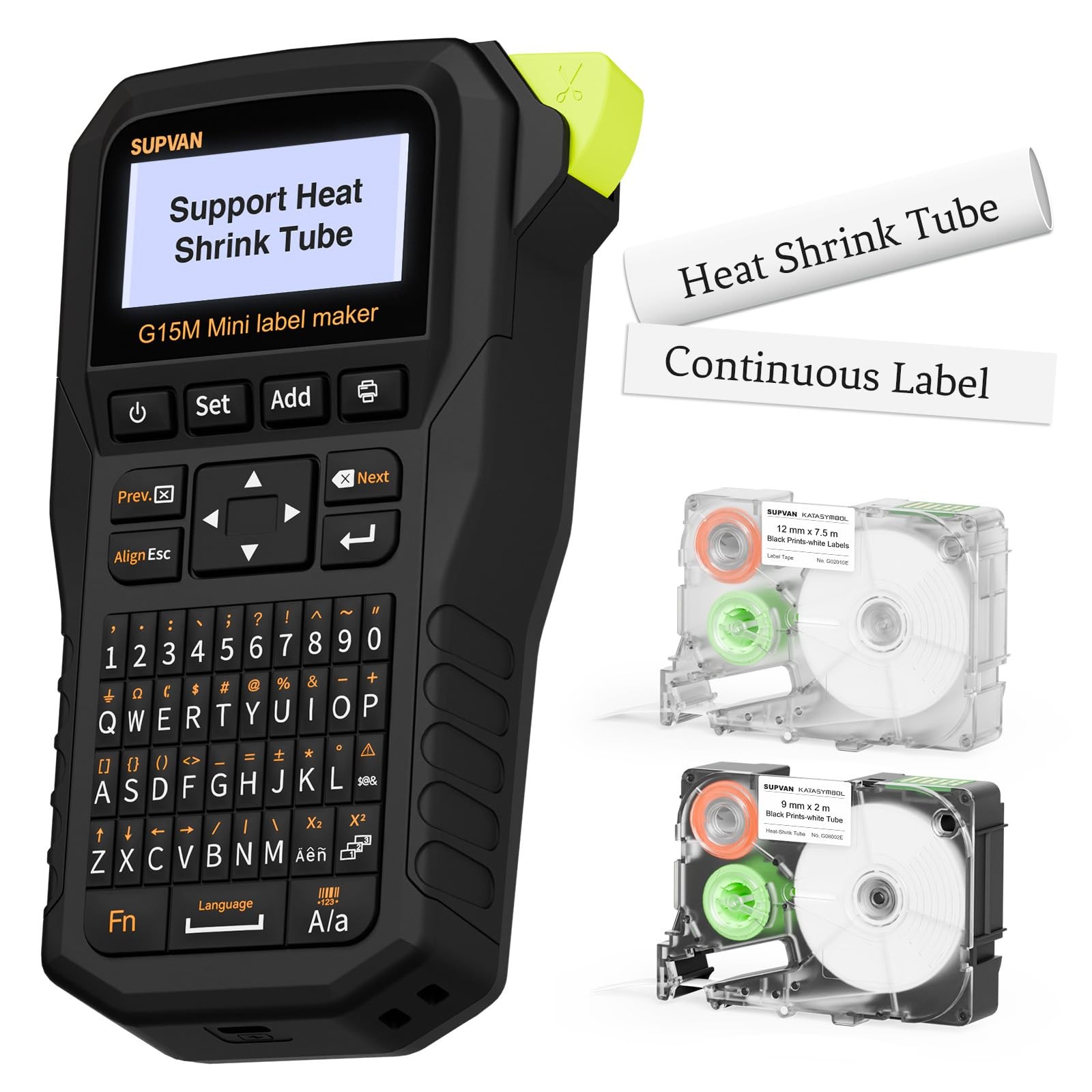 G15M Mini Portable Label Maker Machine with Heat Shrink Tube, Rechargeable 12...